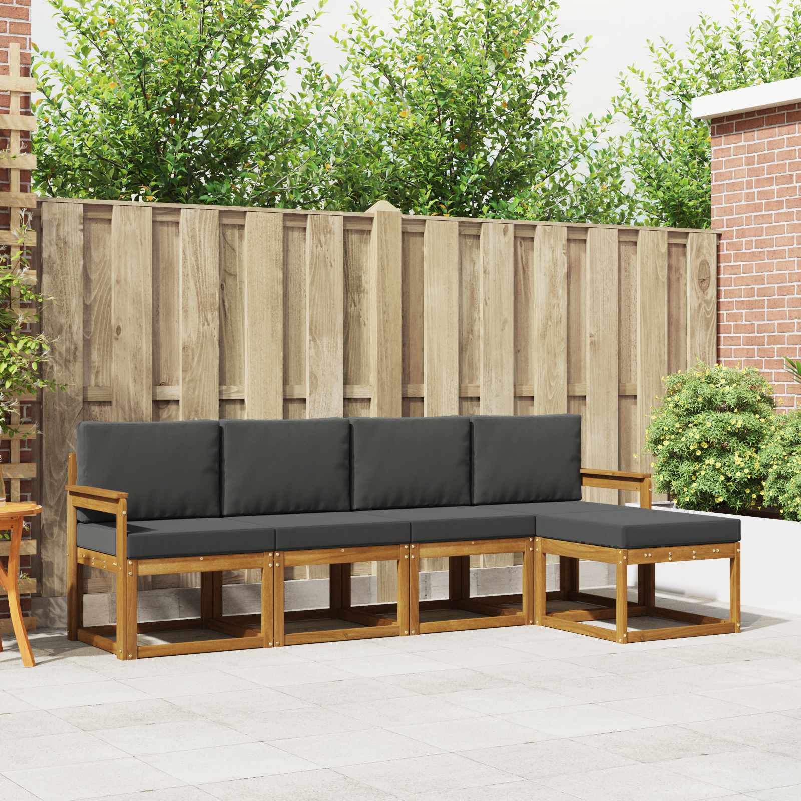 Outdoor-Sofagarnitur 5 stk. Natur und Anthrazit