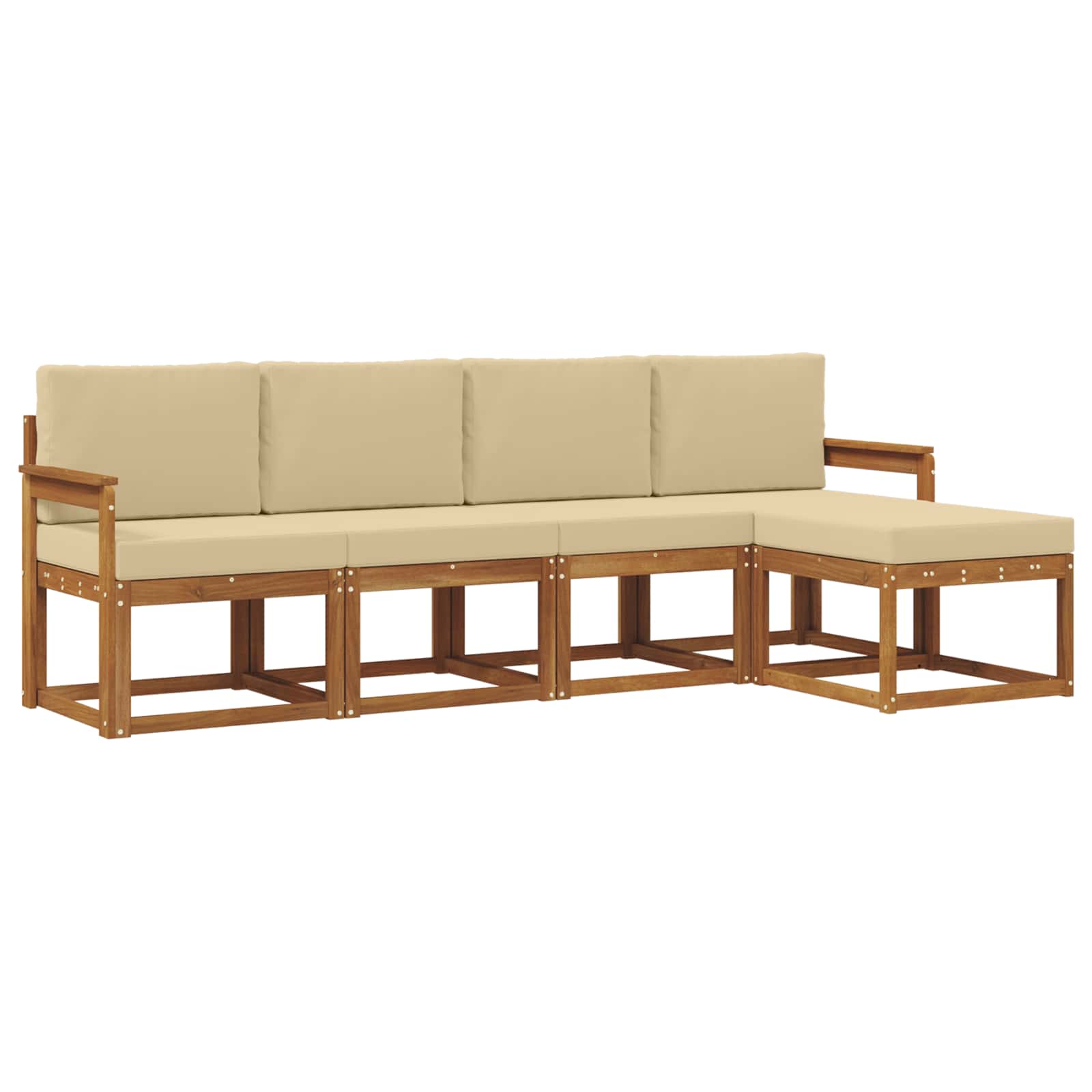 Outdoor-Sofagarnitur 5 pcs Natur und Beige Massivholz Akazie