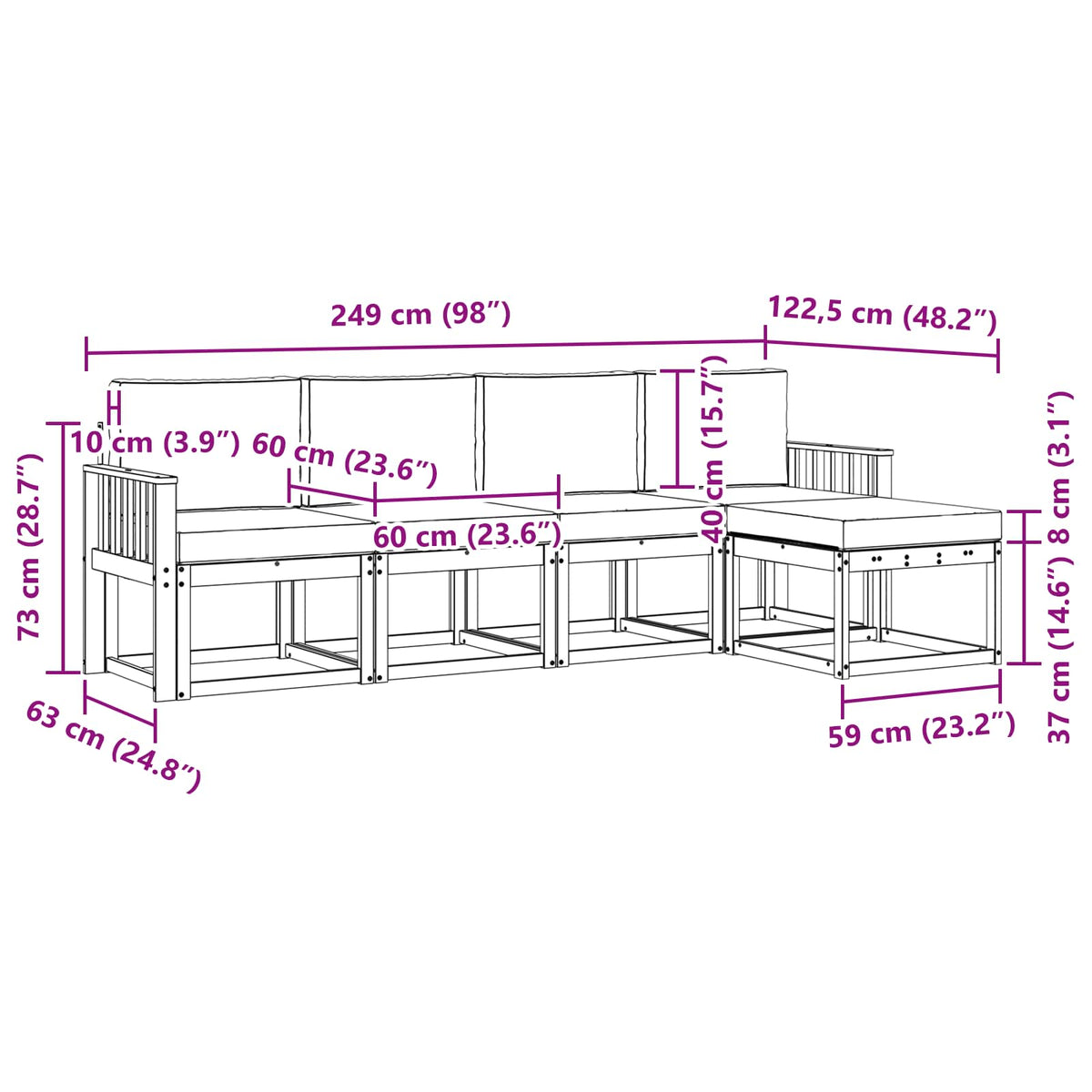 Outdoor-Sofagarnitur 5 stk. Natur und Creme