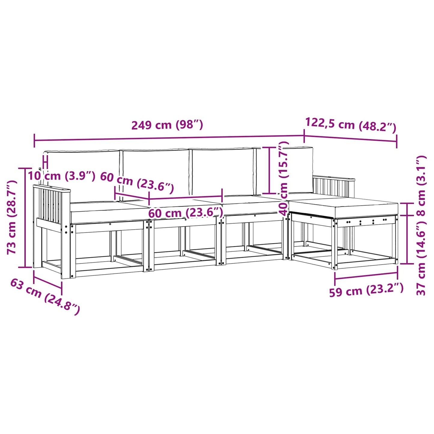 Outdoor-Sofagarnitur 5 stk. Natur und Creme