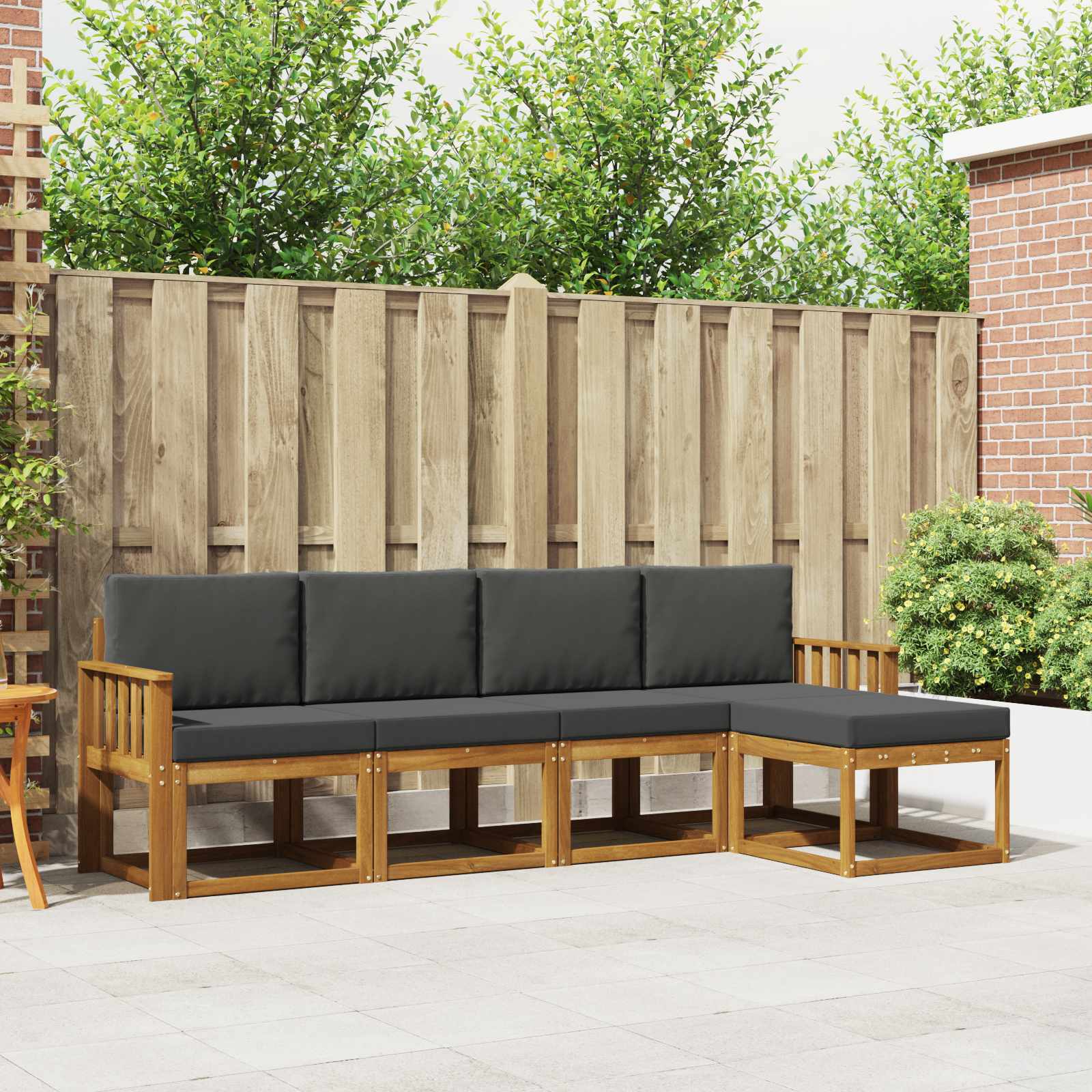 Outdoor-Sofagarnitur 5 stk. Natur und Anthrazit