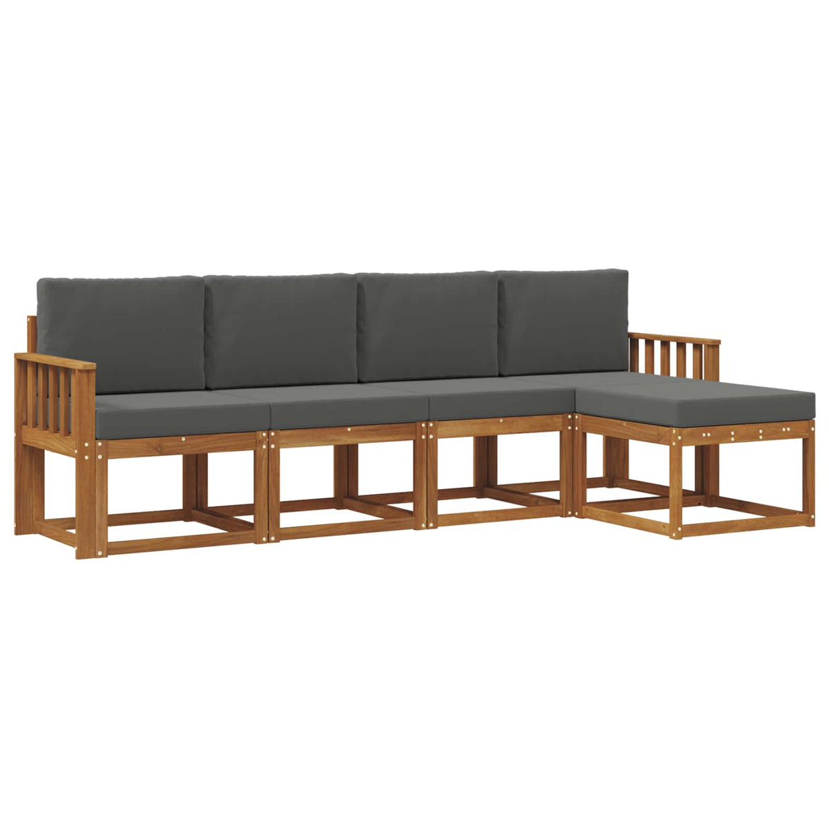 Outdoor-Sofagarnitur 5 stk. Natur und Anthrazit