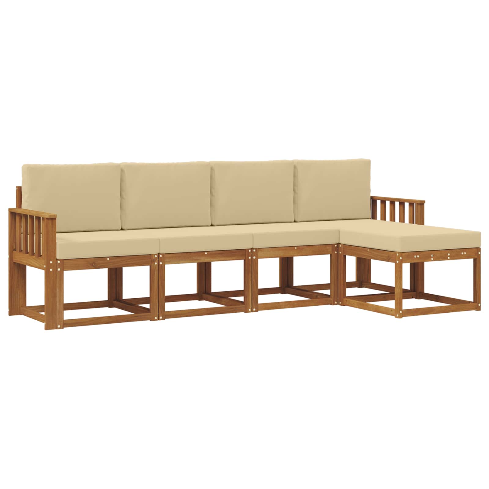 Outdoor-Sofagarnitur 5 pcs Natur und Beige Massivholz Akazie