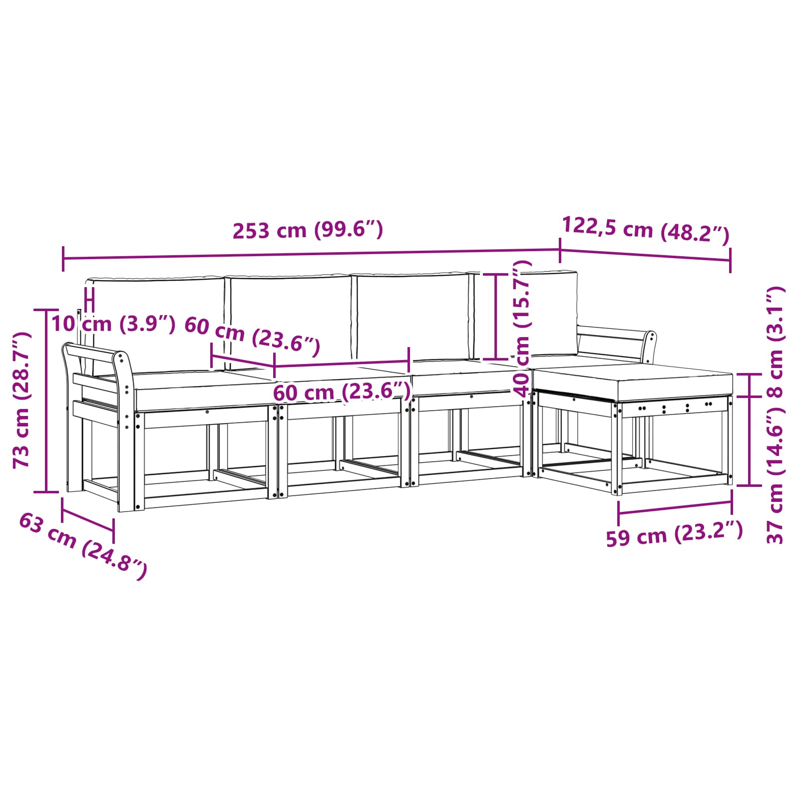 Outdoor-Sofagarnitur 5 stk. Natur und Creme