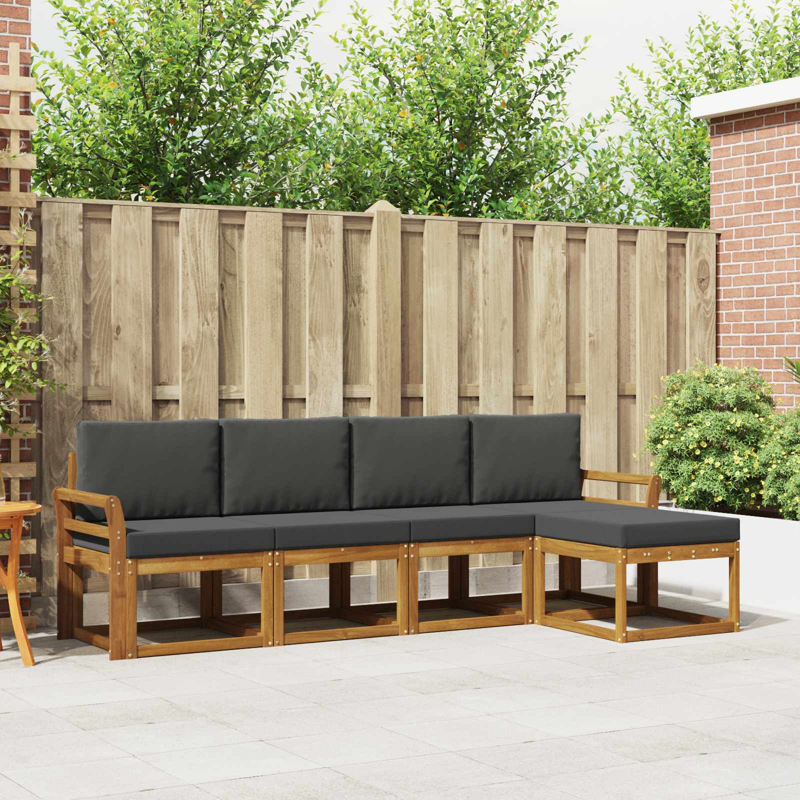 Outdoor-Sofagarnitur 5 stk. Natur und Anthrazit