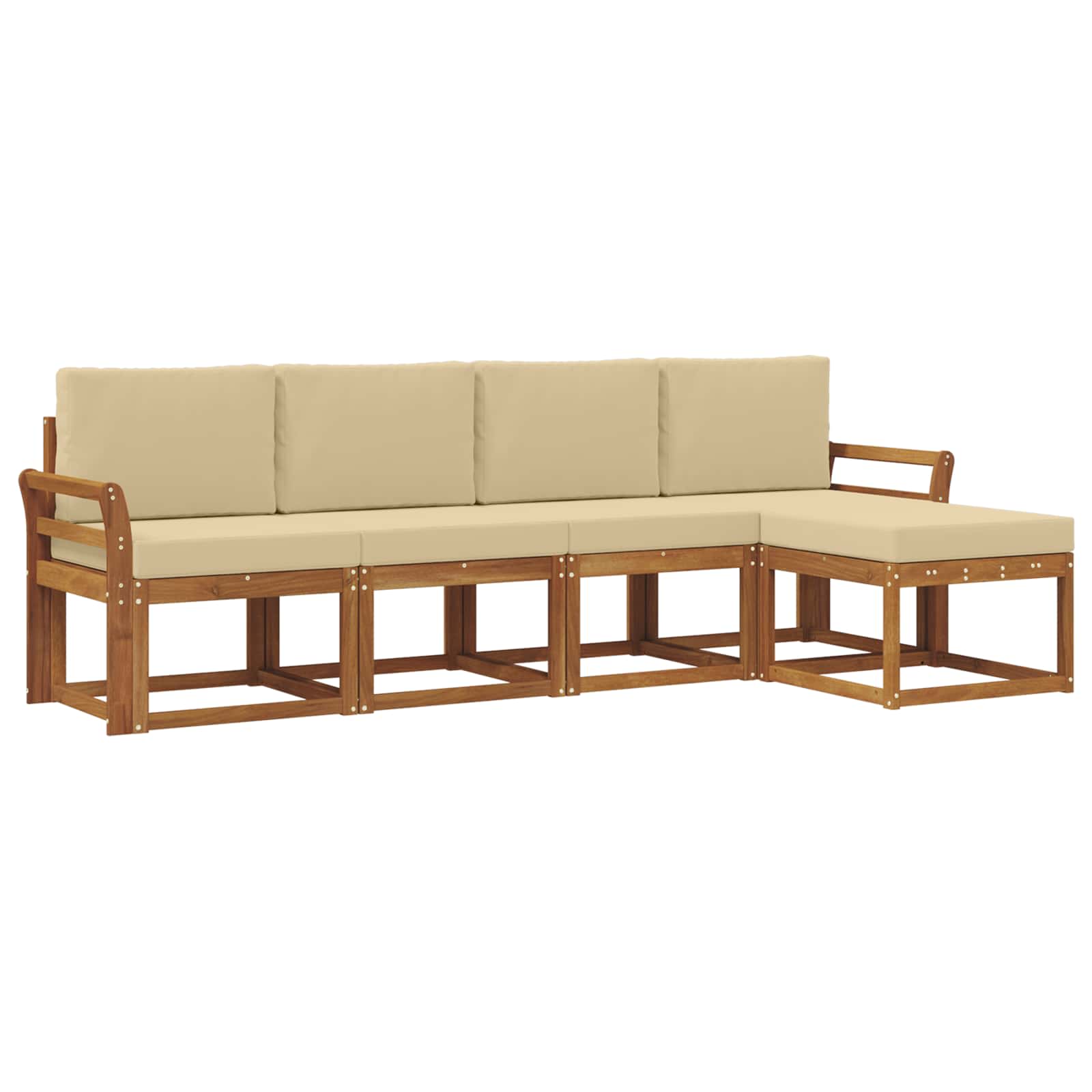 Outdoor-Sofagarnitur 5 pcs Natur und Beige Massivholz Akazie
