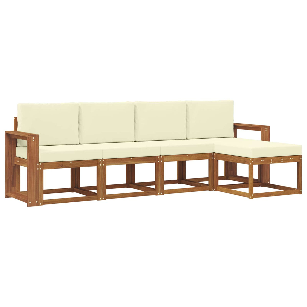 Outdoor-Sofagarnitur 5 stk. Natur und Creme