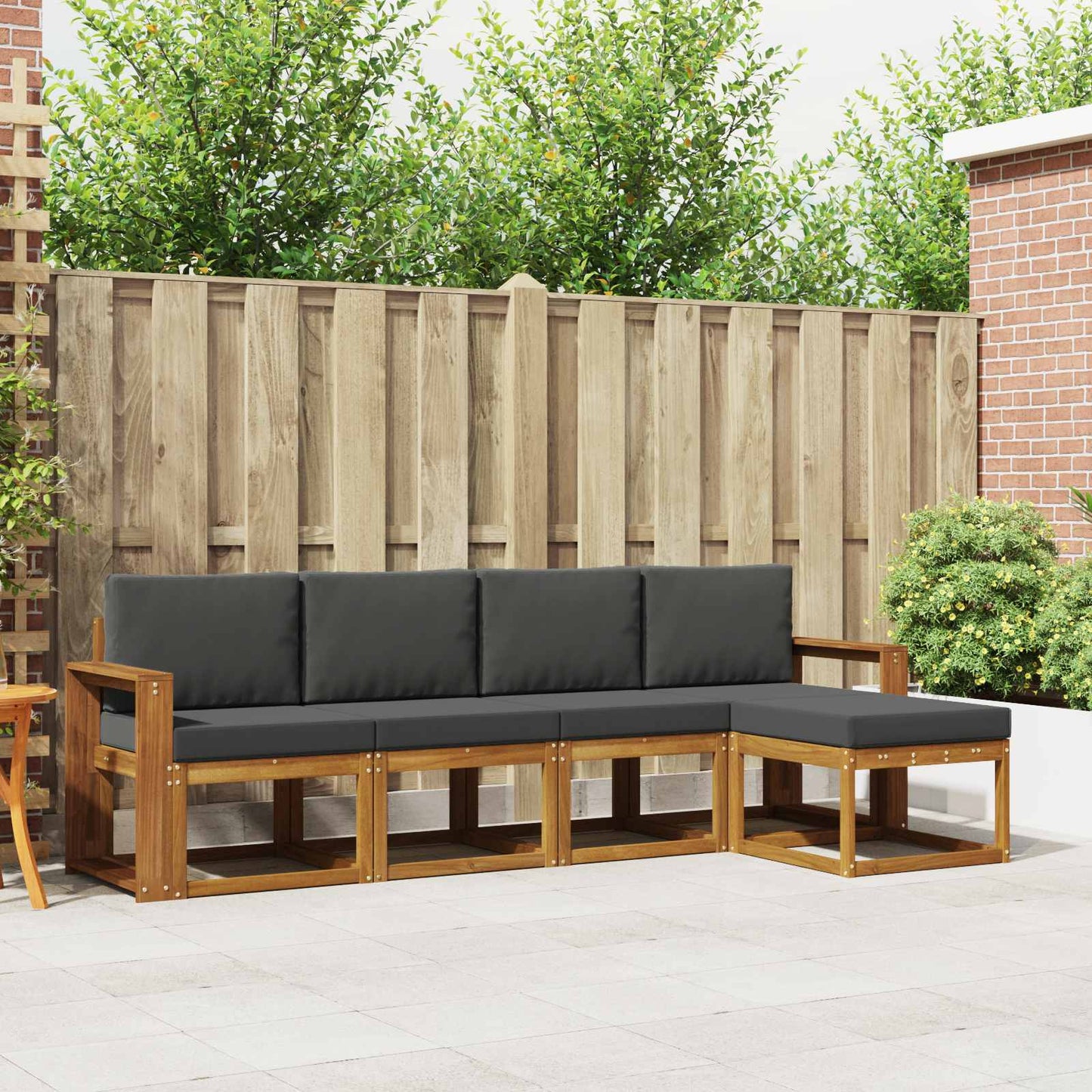 Outdoor-Sofagarnitur 5 stk. Natur und Anthrazit