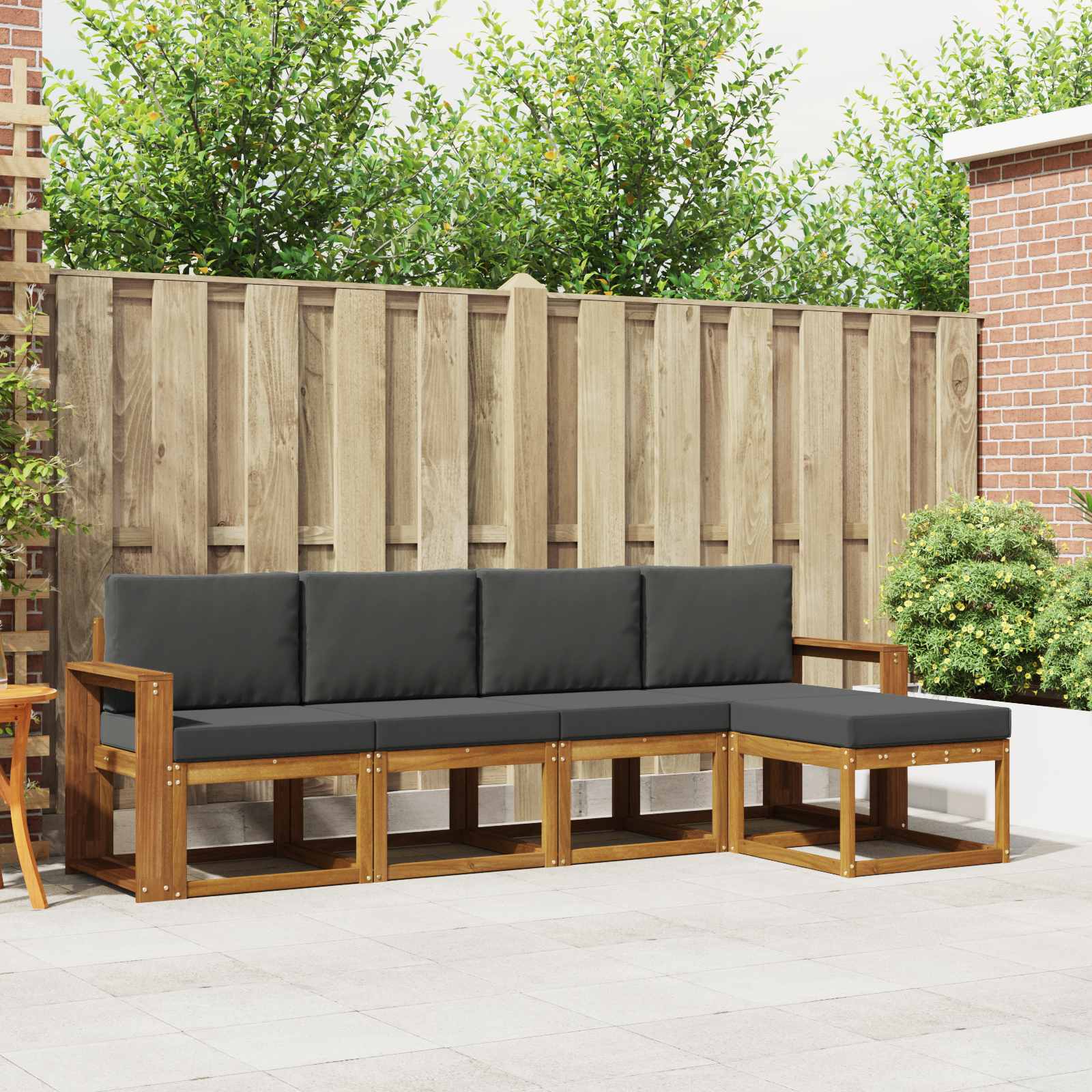 Outdoor-Sofagarnitur 5 stk. Natur und Anthrazit