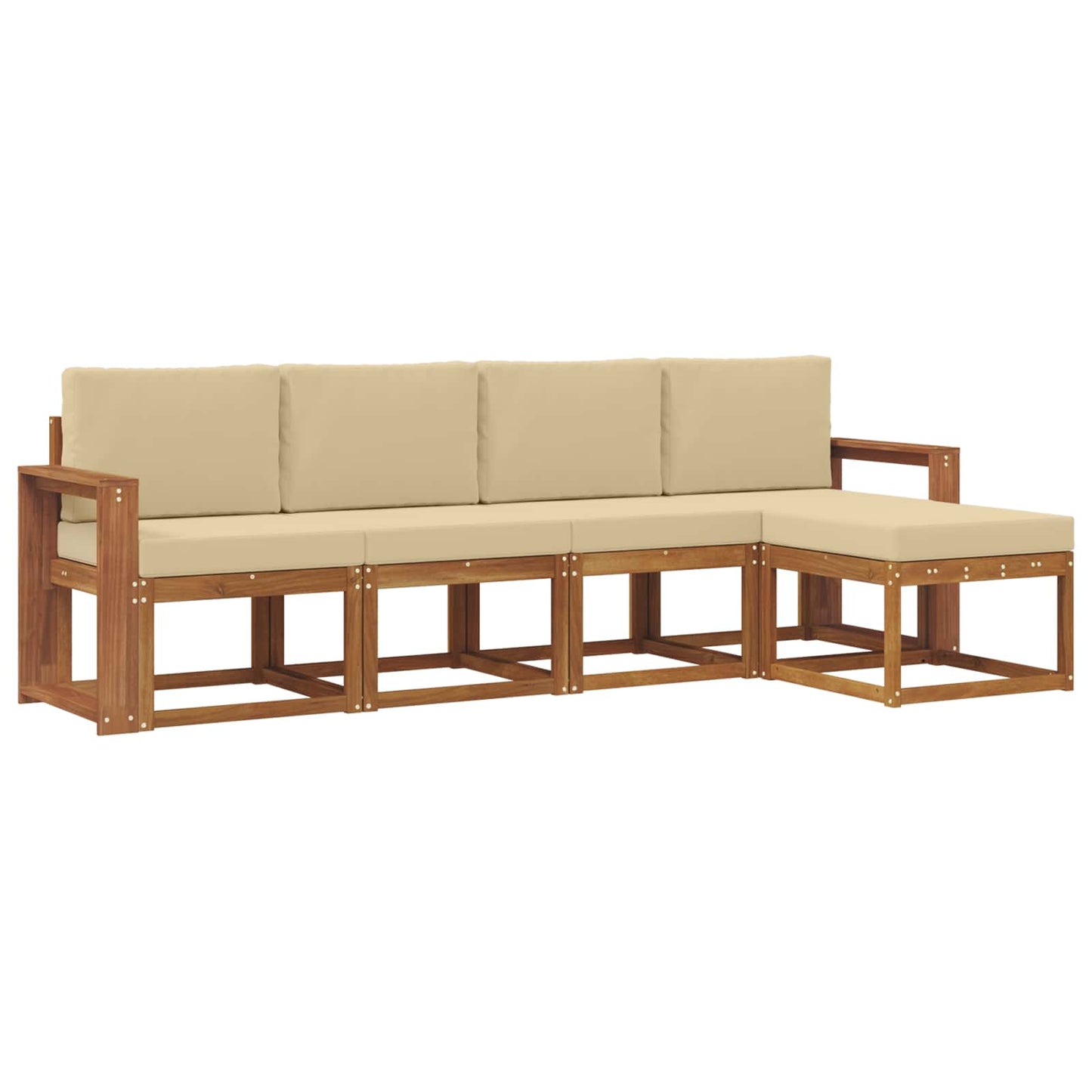 Outdoor-Sofagarnitur 5 pcs Natur und Beige Massivholz Akazie