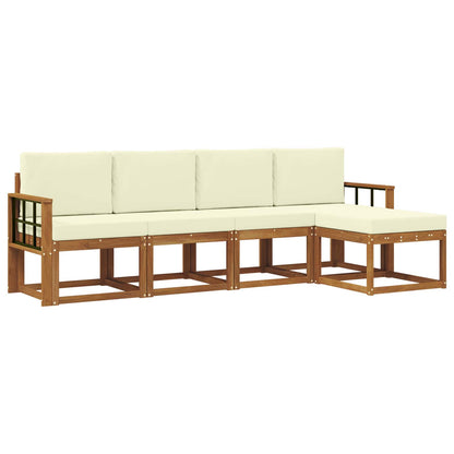 Outdoor-Sofagarnitur 5 stk. Natur und Creme