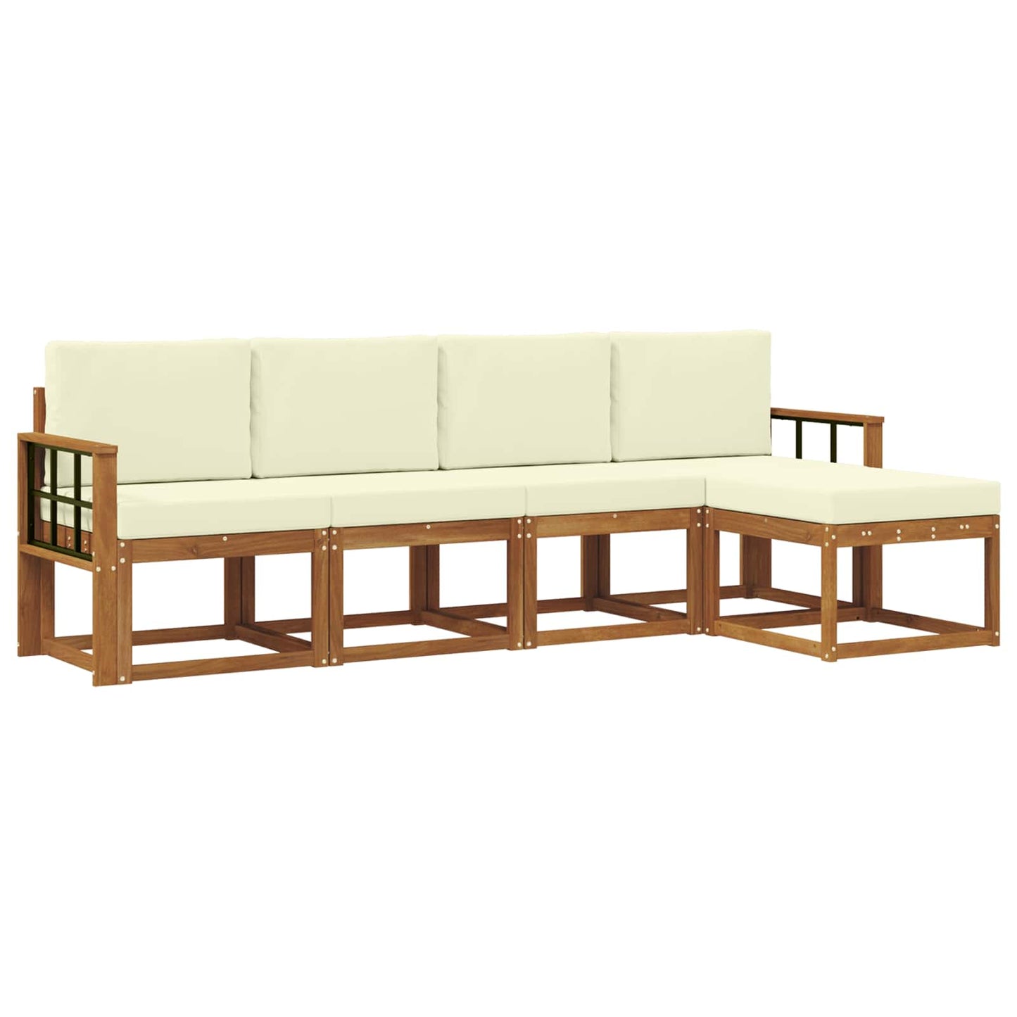 Outdoor-Sofagarnitur 5 stk. Natur und Creme