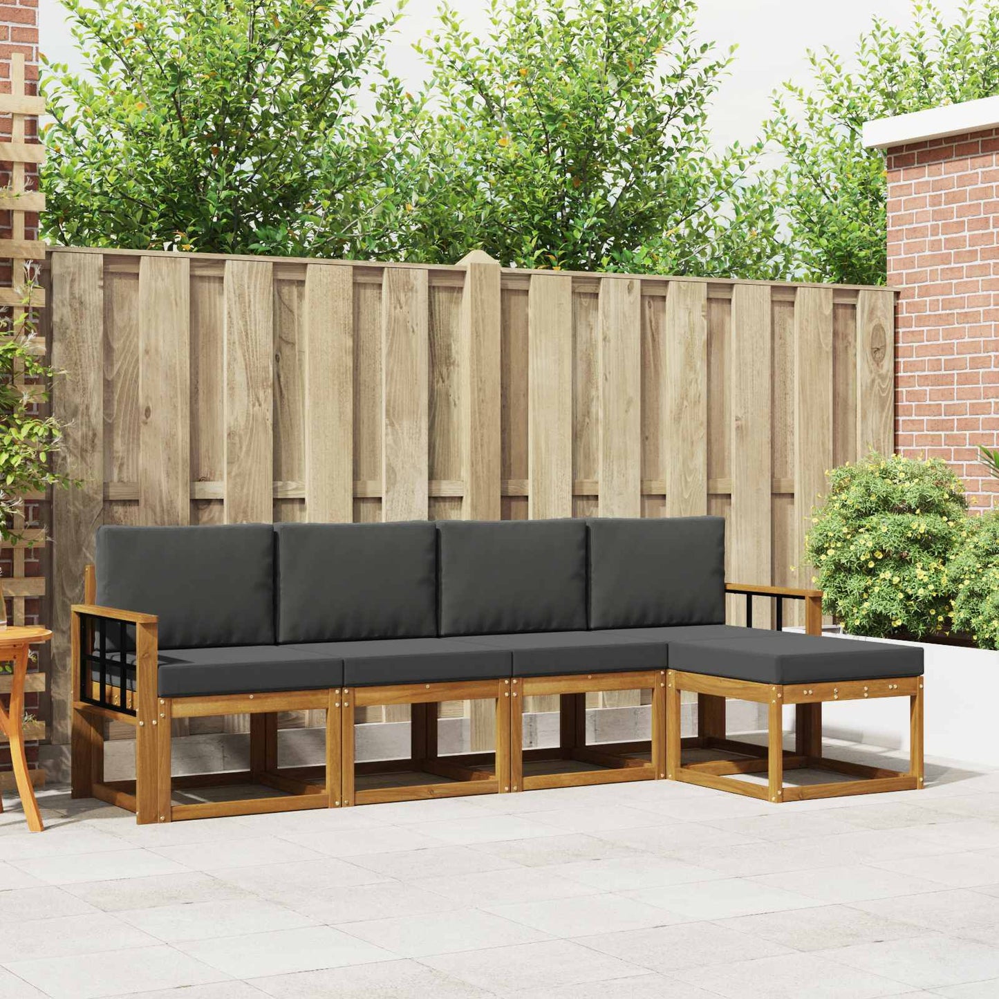Outdoor-Sofagarnitur 5 stk. Natur und Anthrazit