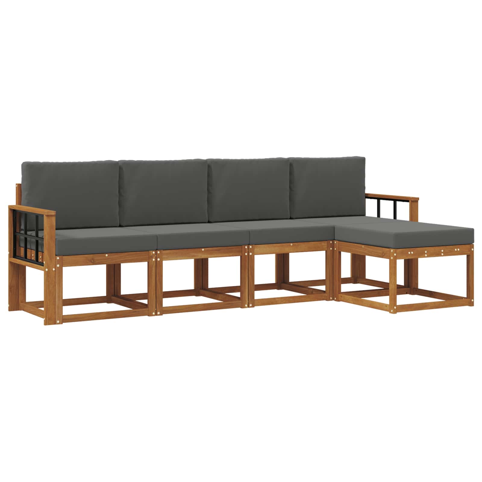 Outdoor-Sofagarnitur 5 stk. Natur und Anthrazit