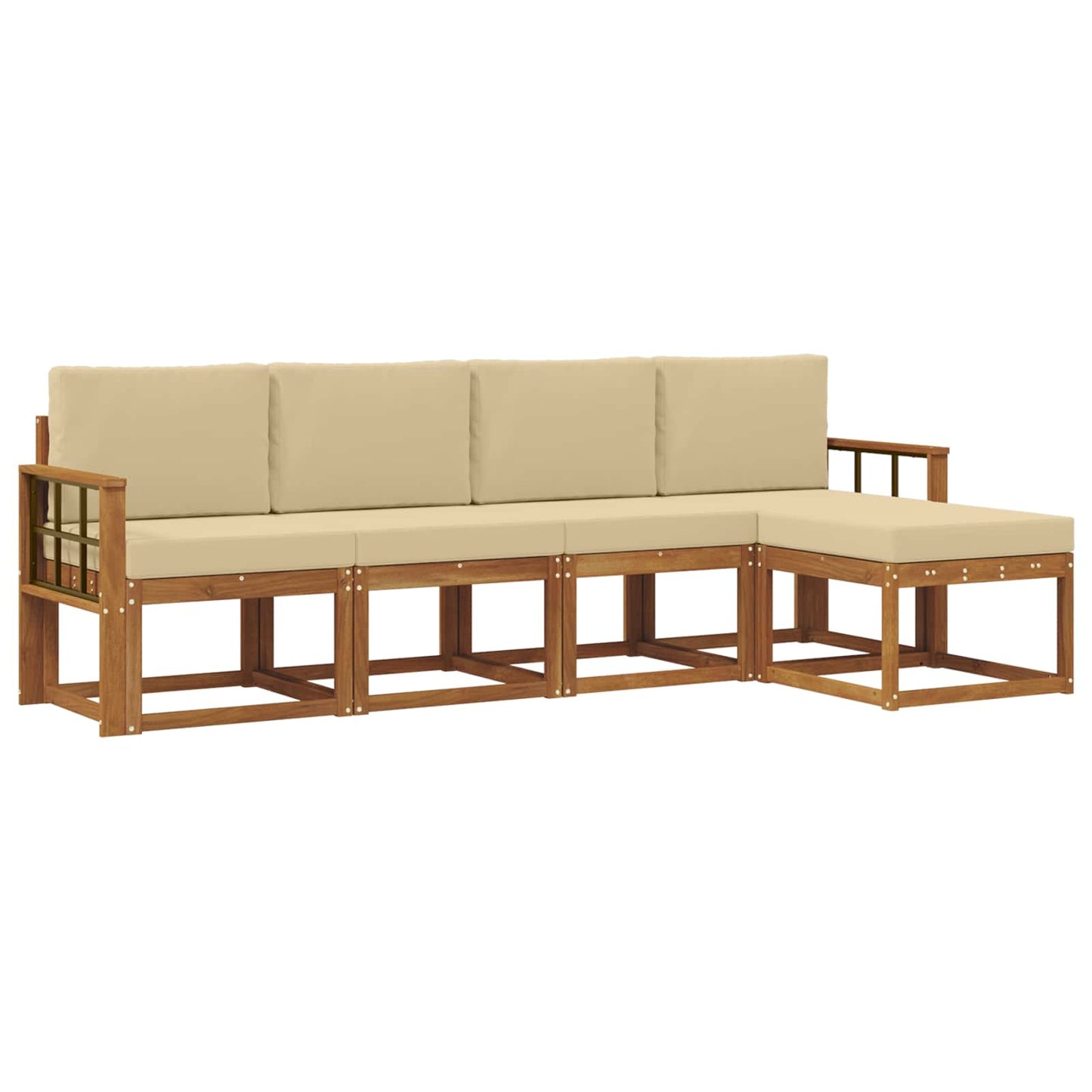Outdoor-Sofagarnitur 5 pcs Natur und Beige Massivholz Akazie