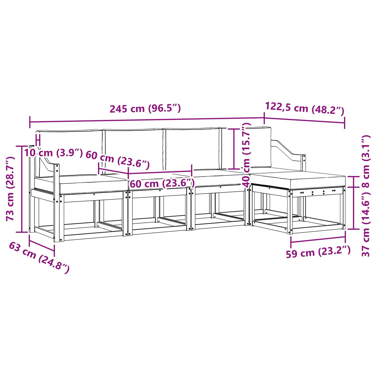 Outdoor-Sofagarnitur 5 stk. Natur und Creme