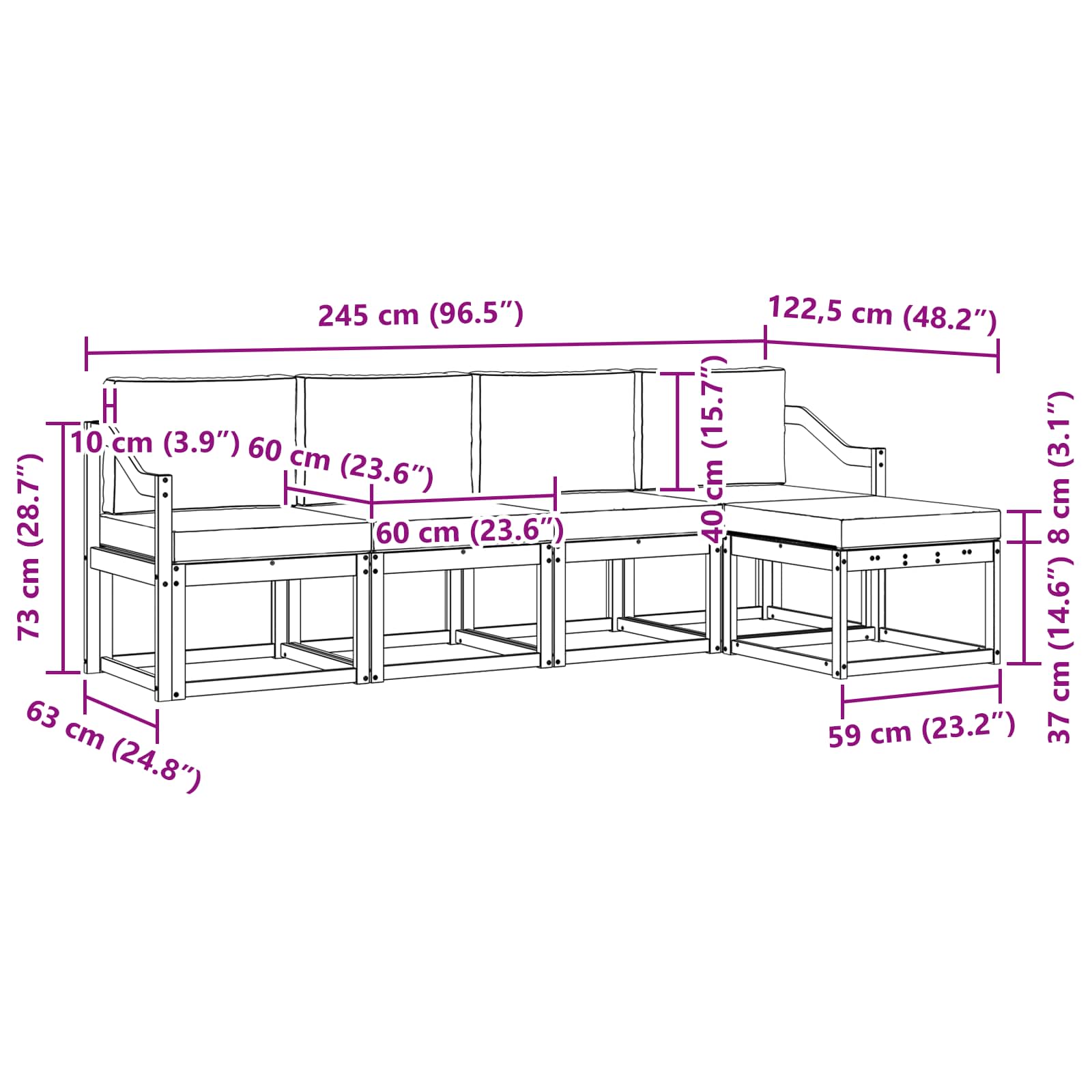 Outdoor-Sofagarnitur 5 stk. Natur und Creme