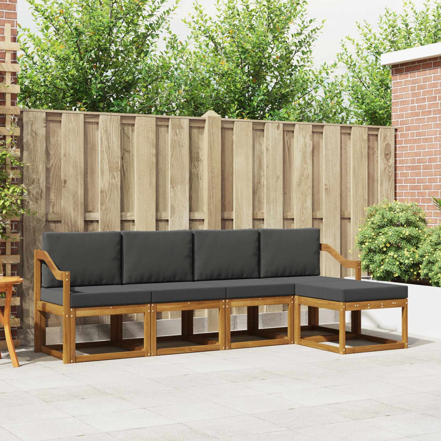 Outdoor-Sofagarnitur 5 stk. Natur und Anthrazit