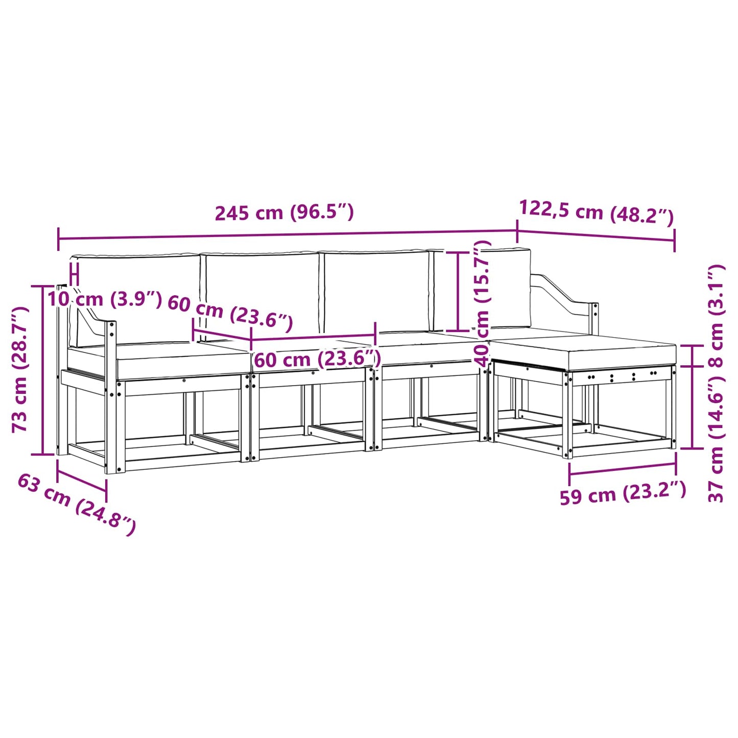 Outdoor-Sofagarnitur 5 stk. Natur und Anthrazit
