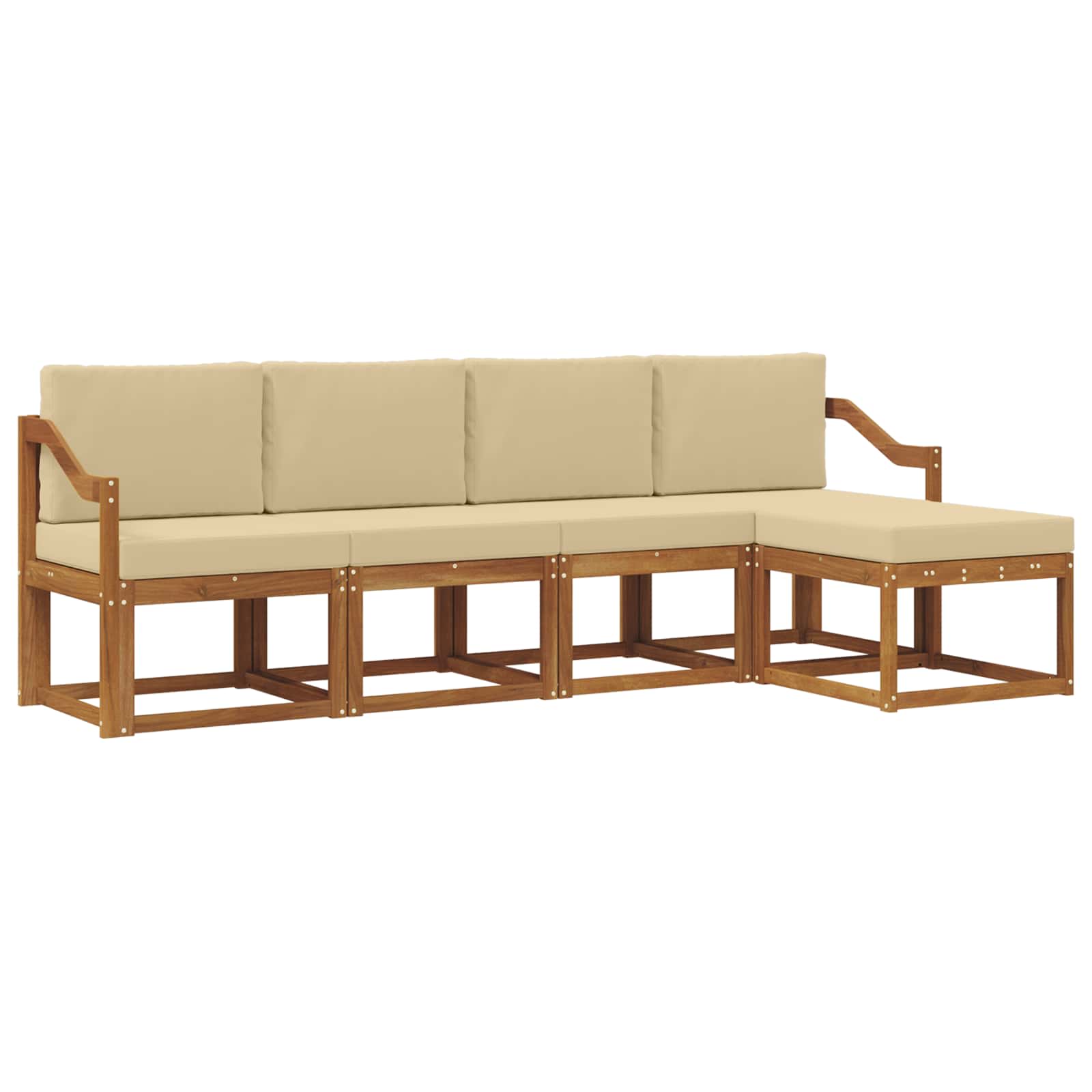 Outdoor-Sofagarnitur 5 pcs Natur und Beige Massivholz Akazie