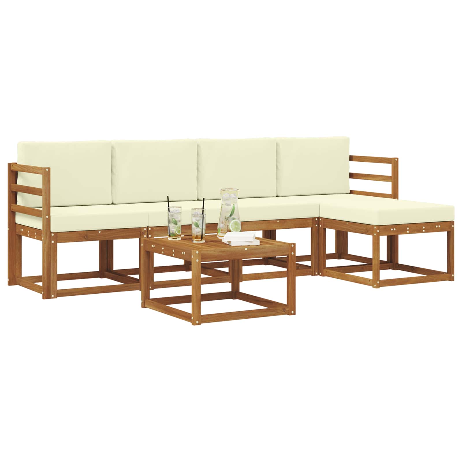 Outdoor-Sofagarnitur 6 stk. Natur und Creme