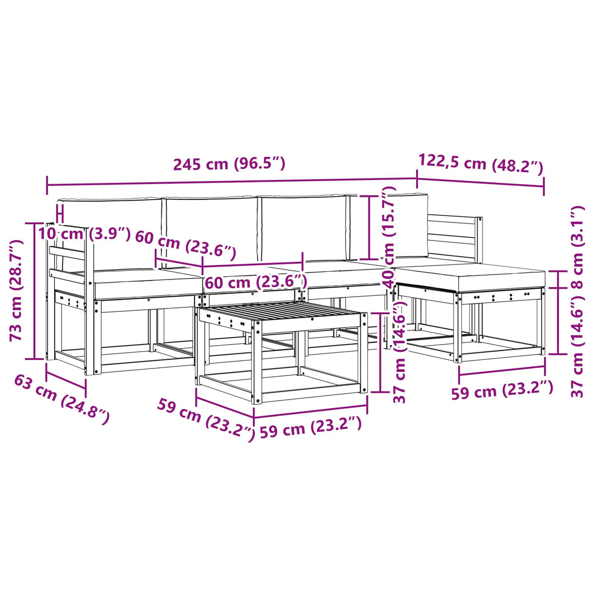 Outdoor-Sofagarnitur 6 stk. Natur und Anthrazit