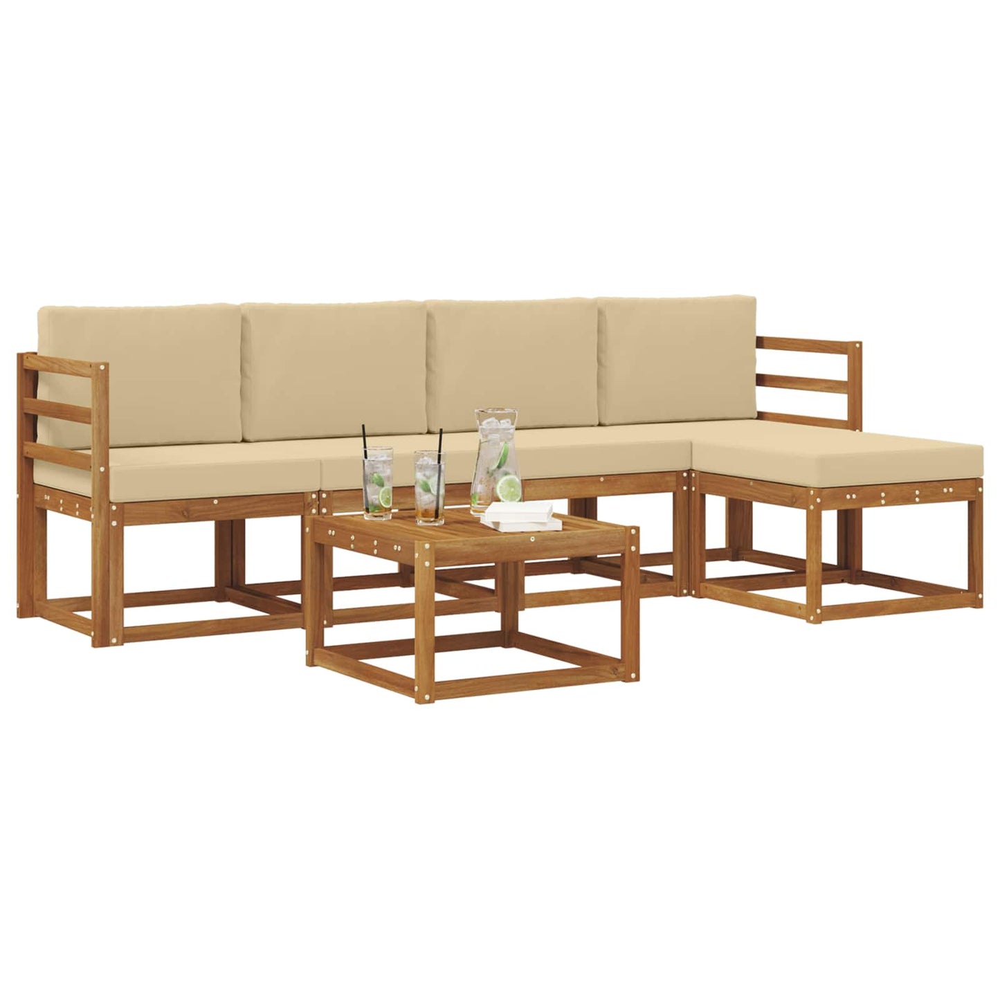 Outdoor-Sofagarnitur mit Kissen 6 pcs Natur und Beige