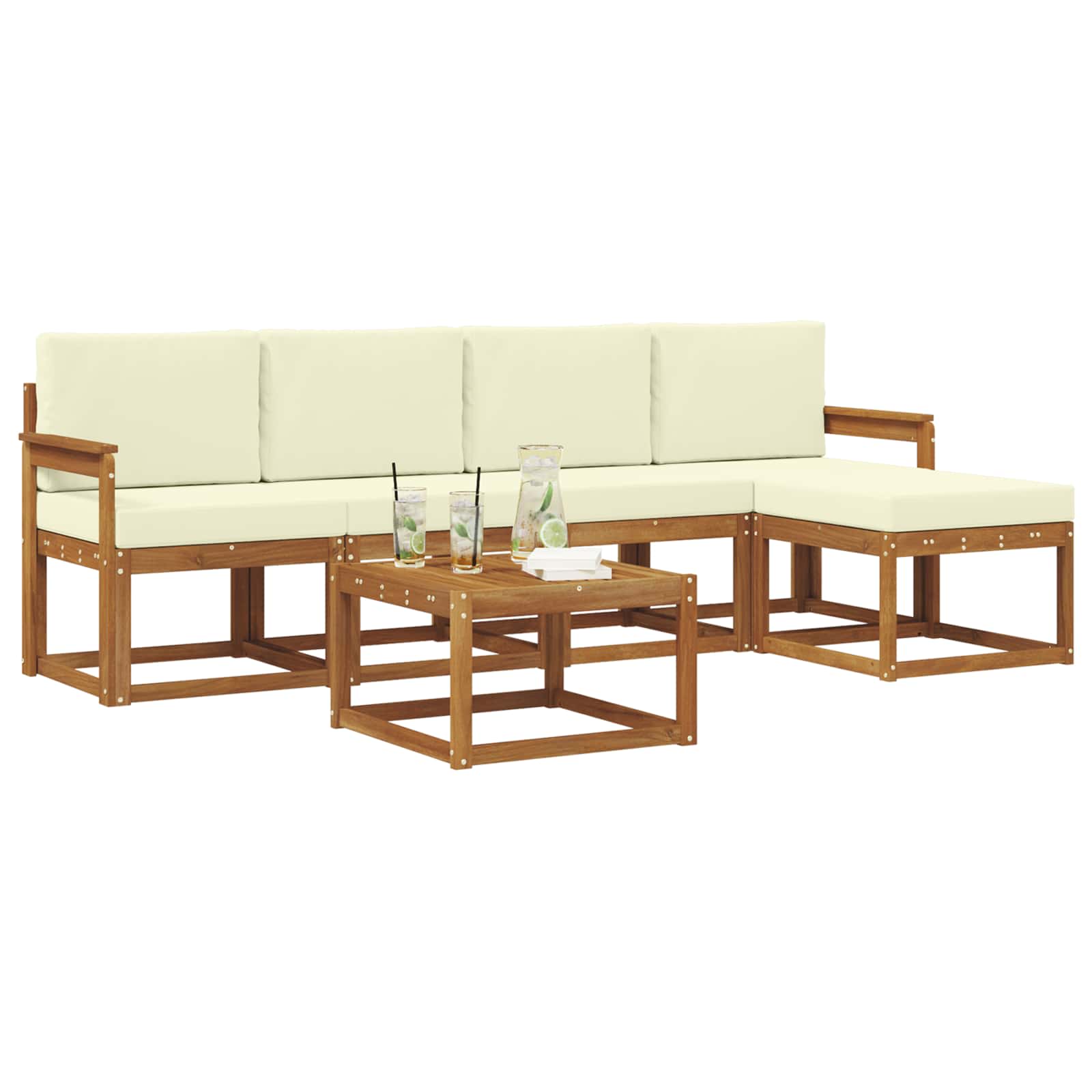 Outdoor-Sofagarnitur 6 stk. Natur und Creme