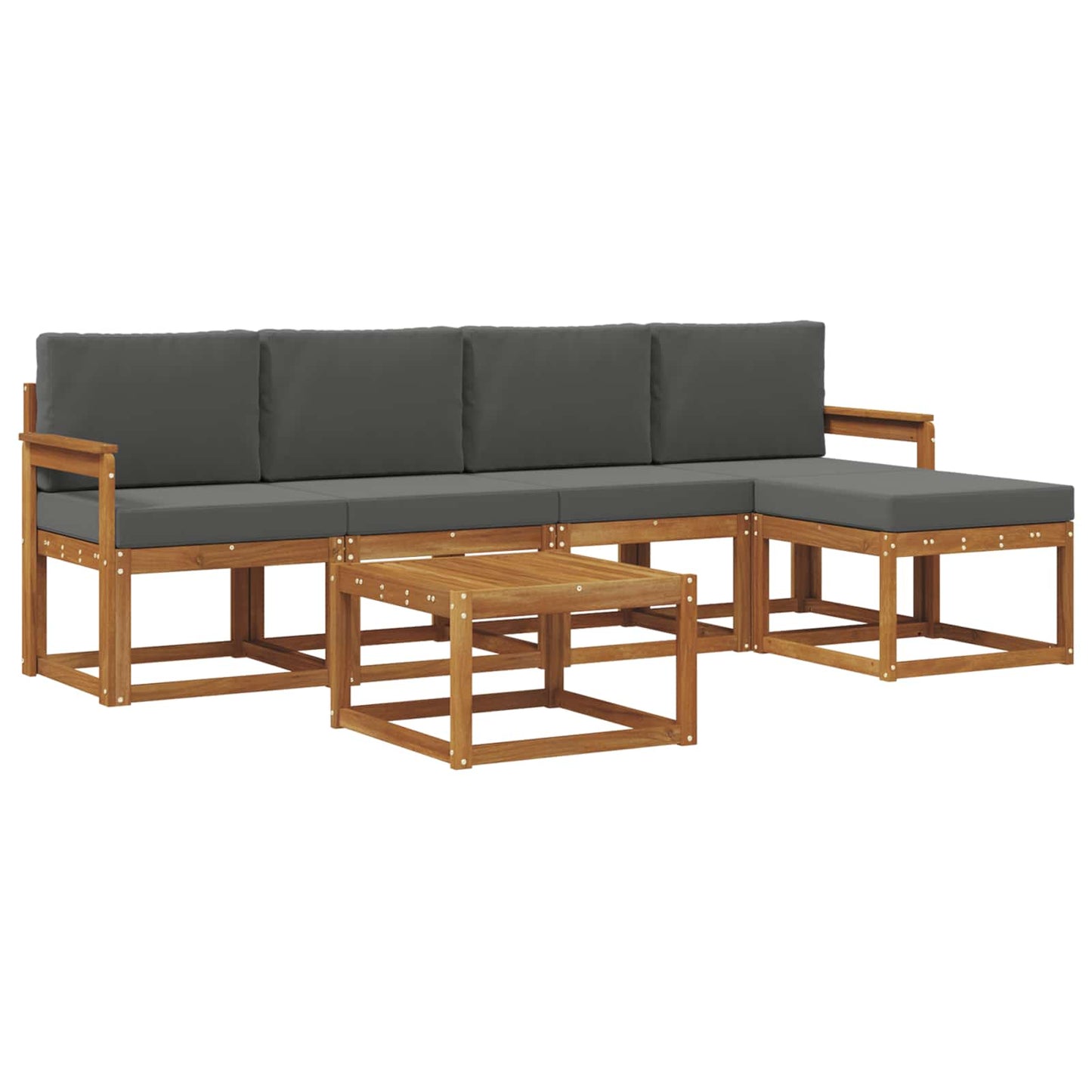 Outdoor-Sofagarnitur 6 stk. Natur und Anthrazit
