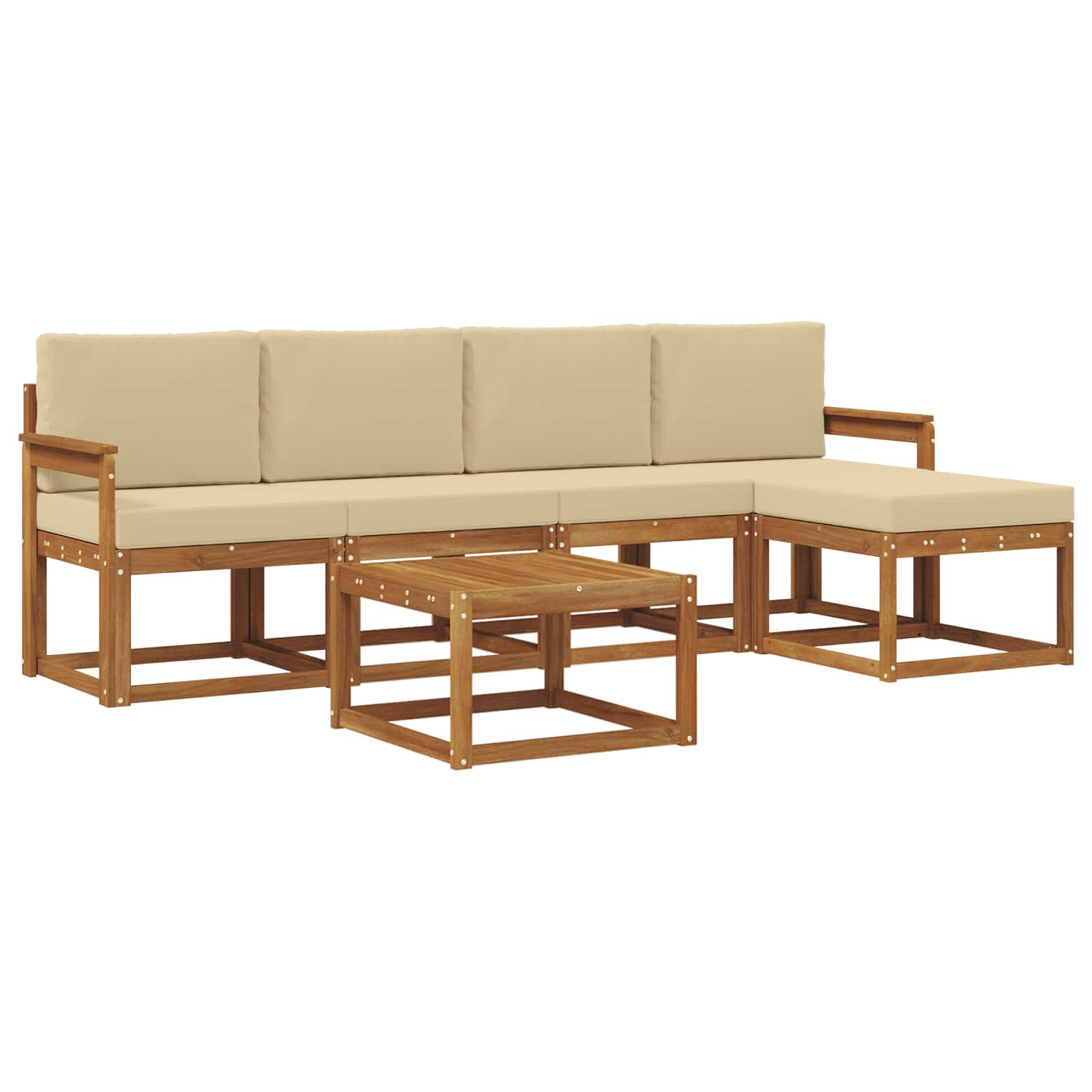 Outdoor-Sofagarnitur mit Kissen 6 pcs Natur und Beige