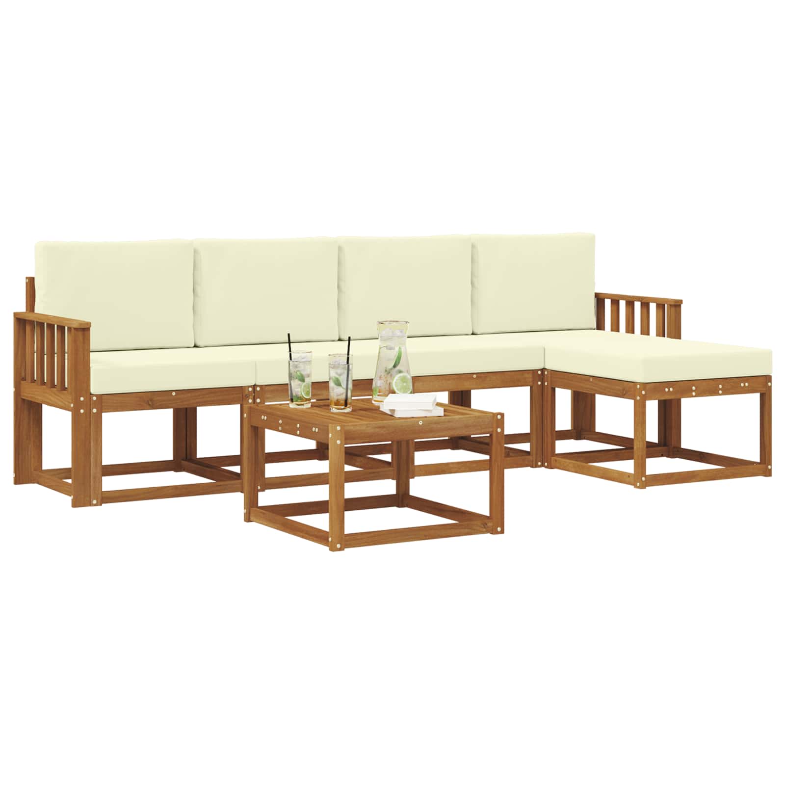 Outdoor-Sofagarnitur 6 stk. Natur und Creme