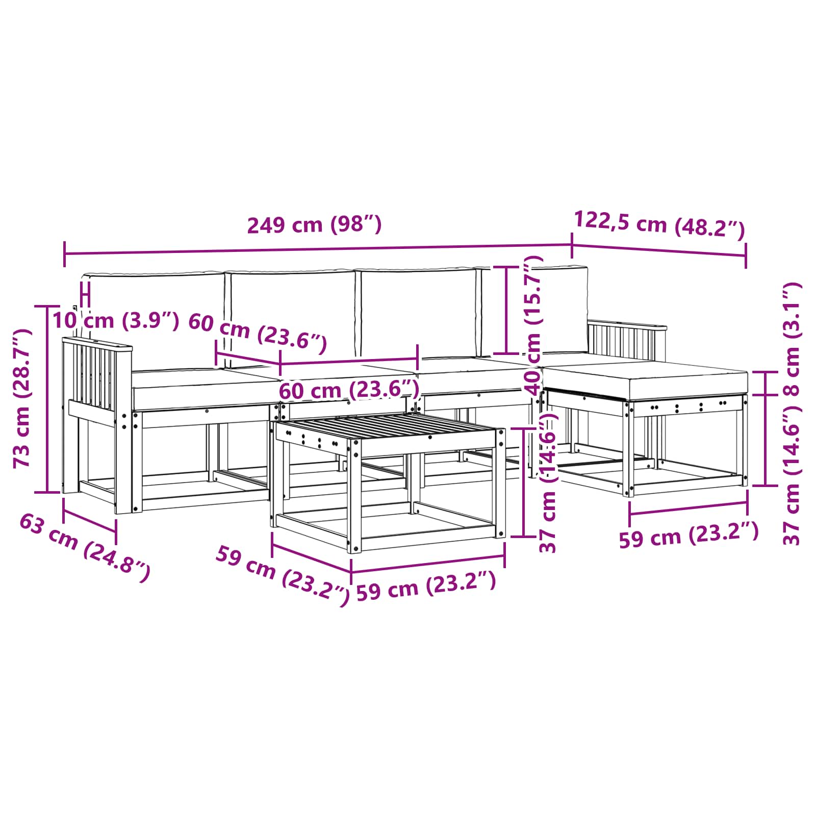 Outdoor-Sofagarnitur 6 stk. Natur und Creme