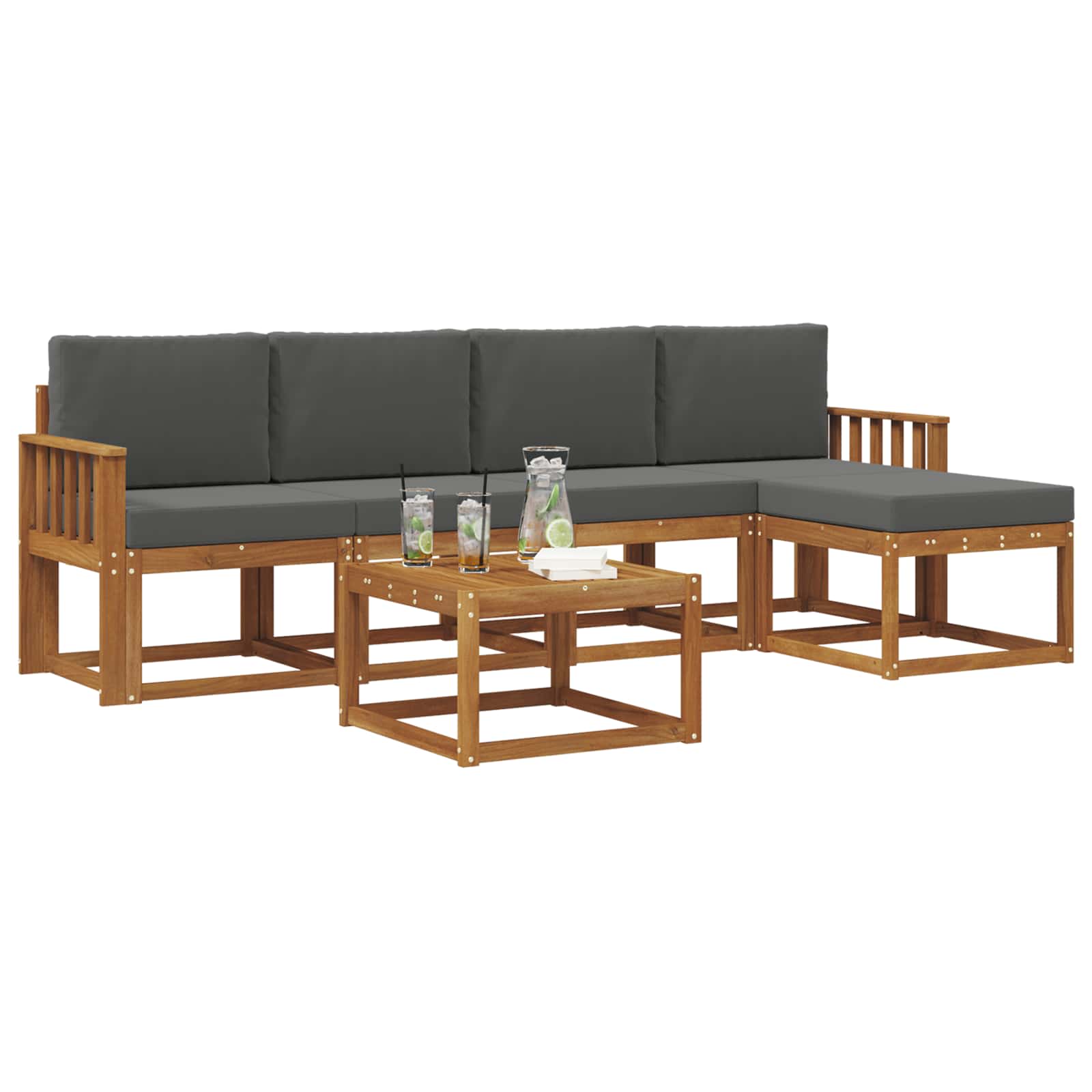 Outdoor-Sofagarnitur 6 stk. Natur und Anthrazit