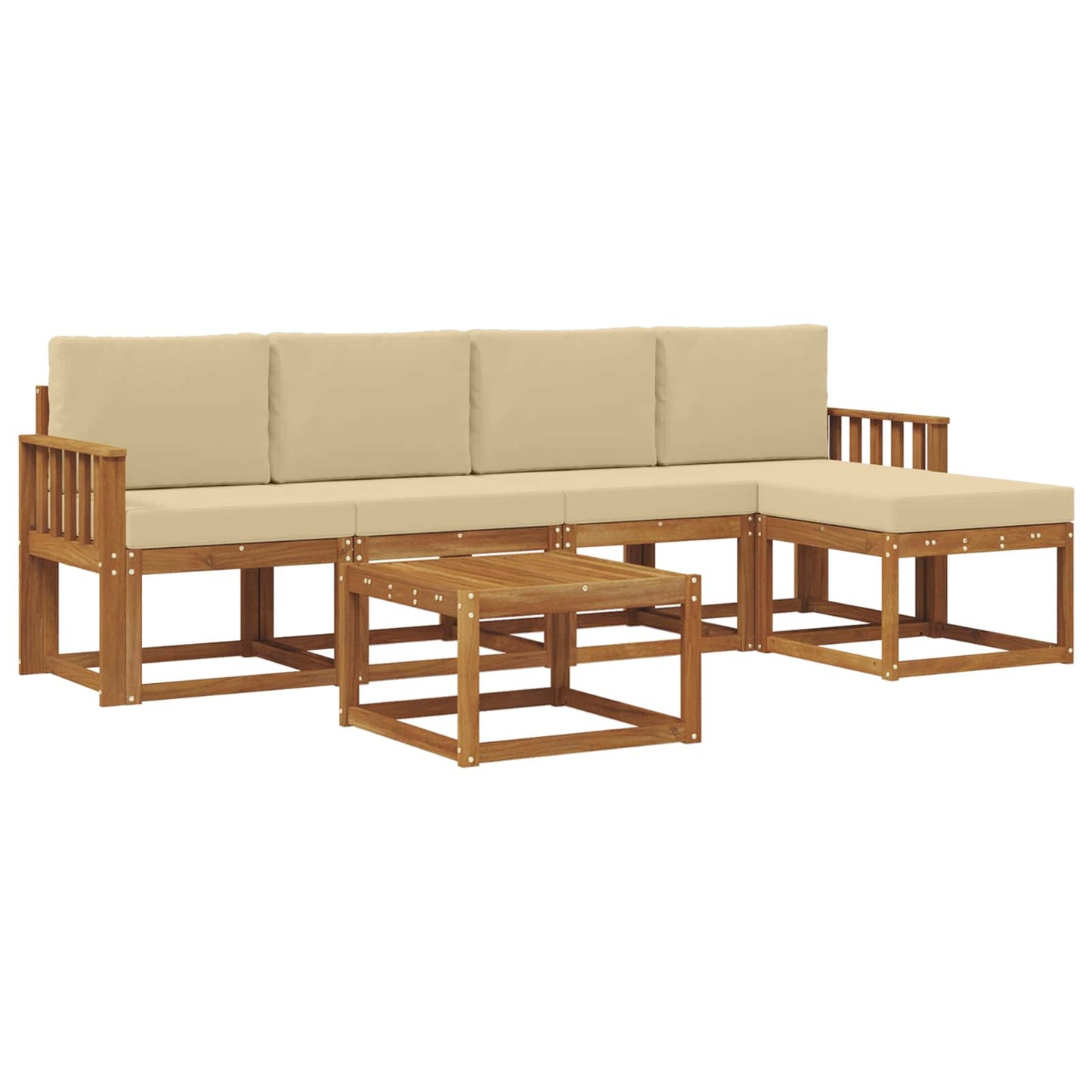Outdoor-Sofagarnitur mit Kissen 6 pcs Natur und Beige