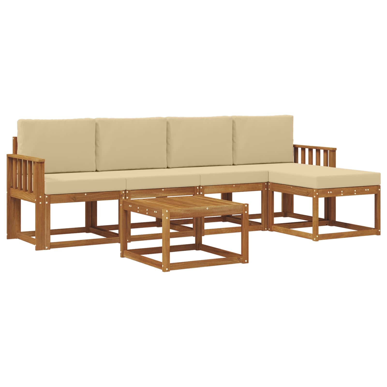 Outdoor-Sofagarnitur mit Kissen 6 pcs Natur und Beige