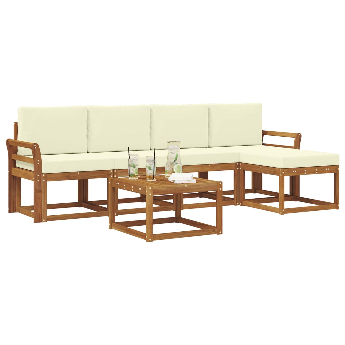 Outdoor-Sofagarnitur 6 stk. Natur und Creme