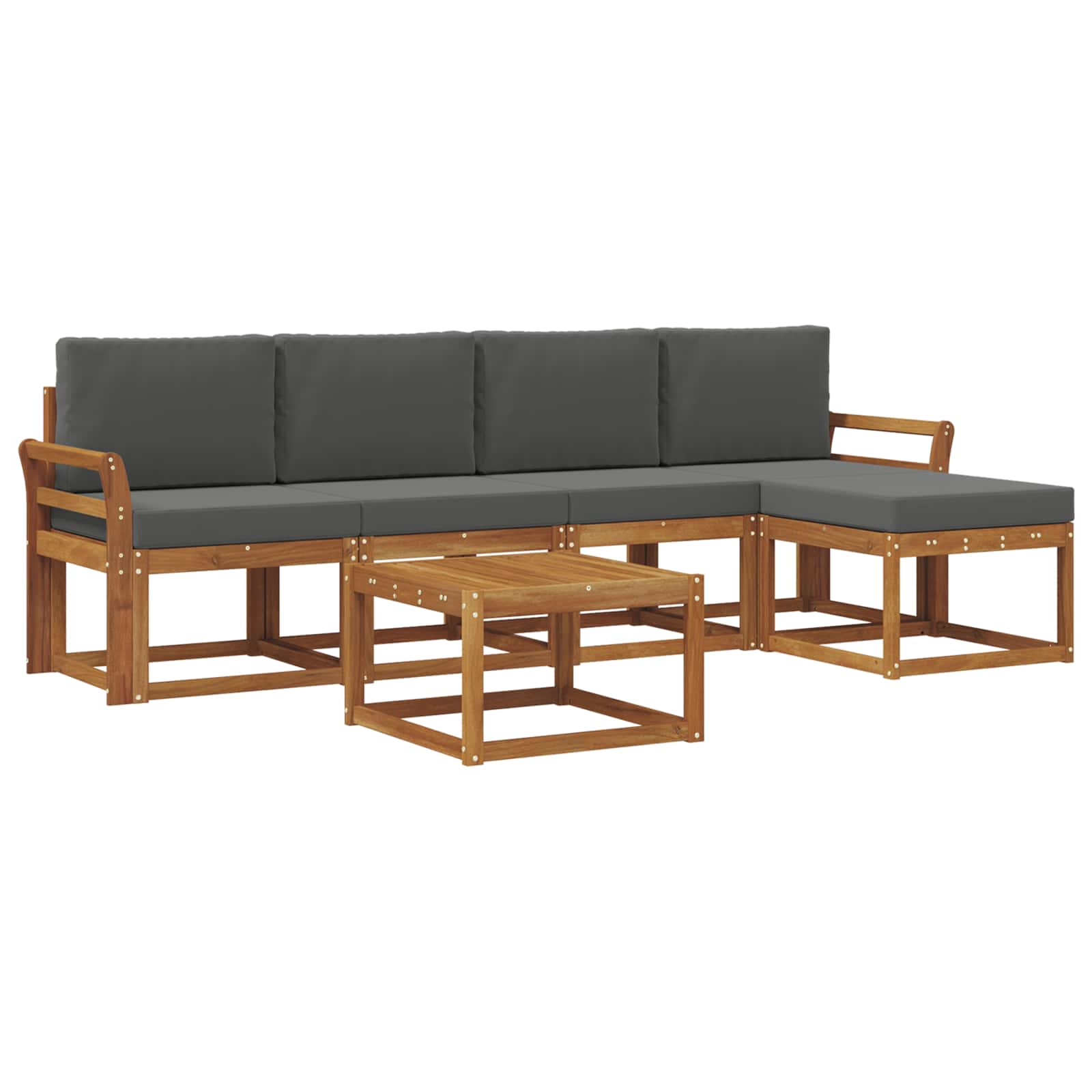 Outdoor-Sofagarnitur 6 stk. Natur und Anthrazit