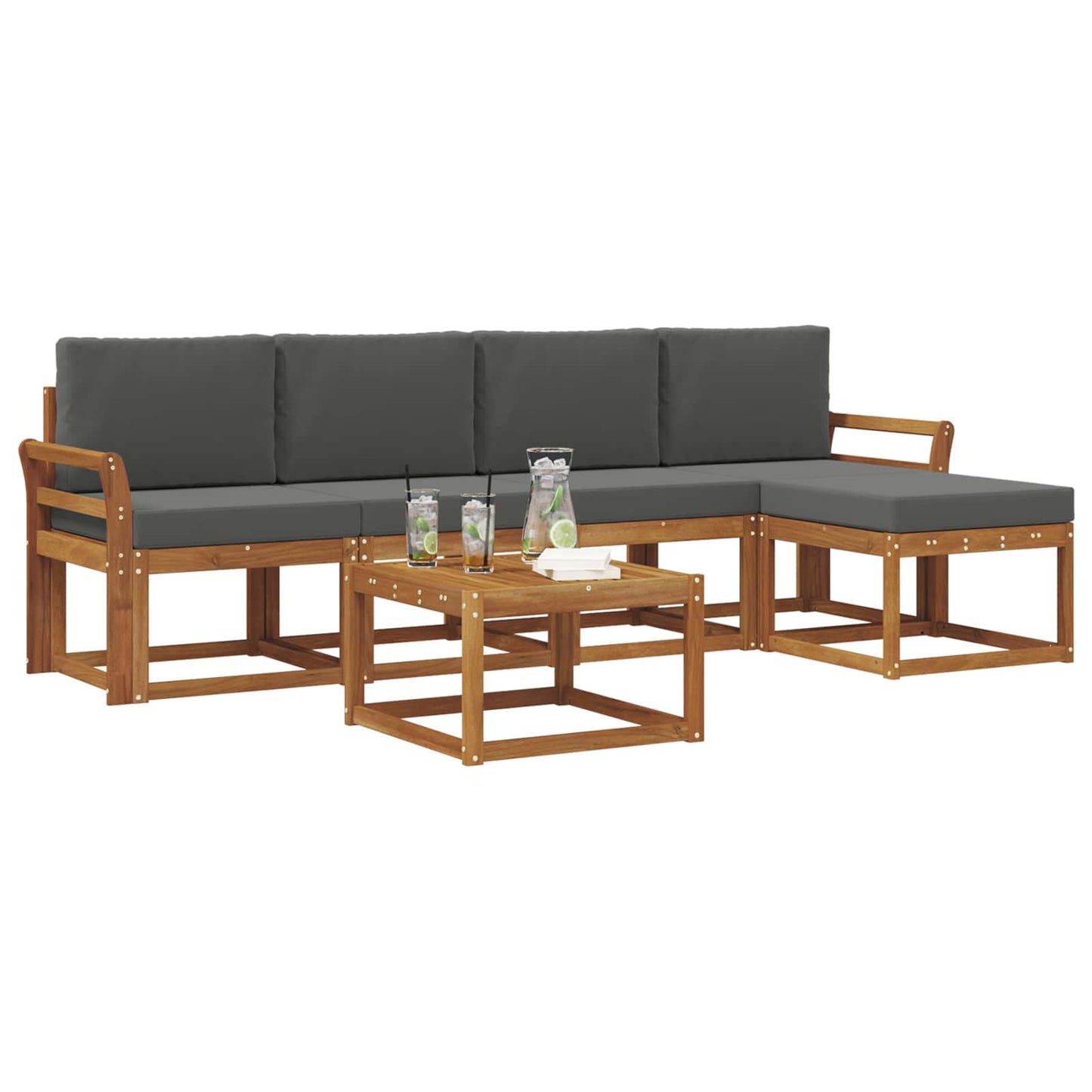 Outdoor-Sofagarnitur 6 stk. Natur und Anthrazit