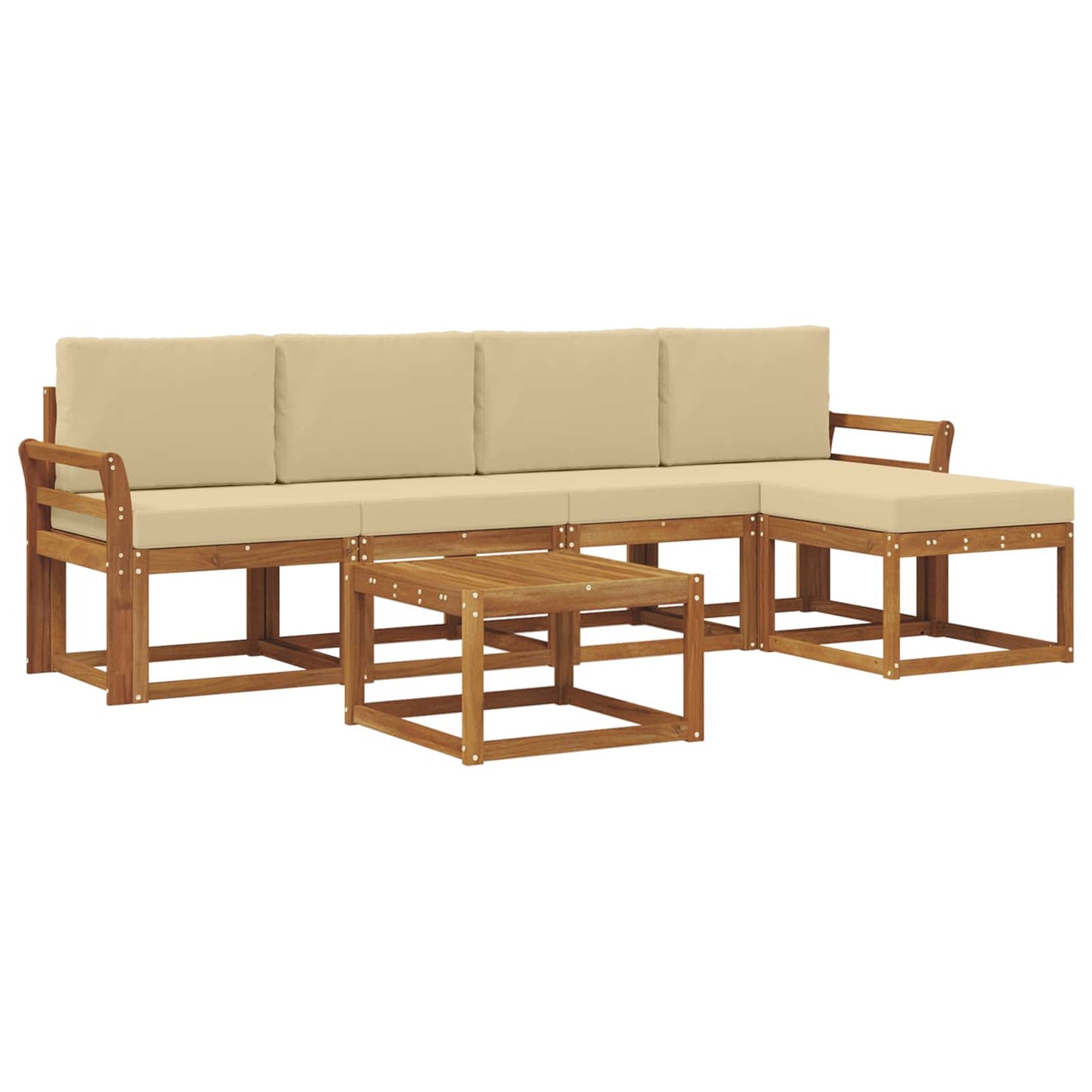 Outdoor-Sofagarnitur mit Kissen 6 pcs Natur und Beige