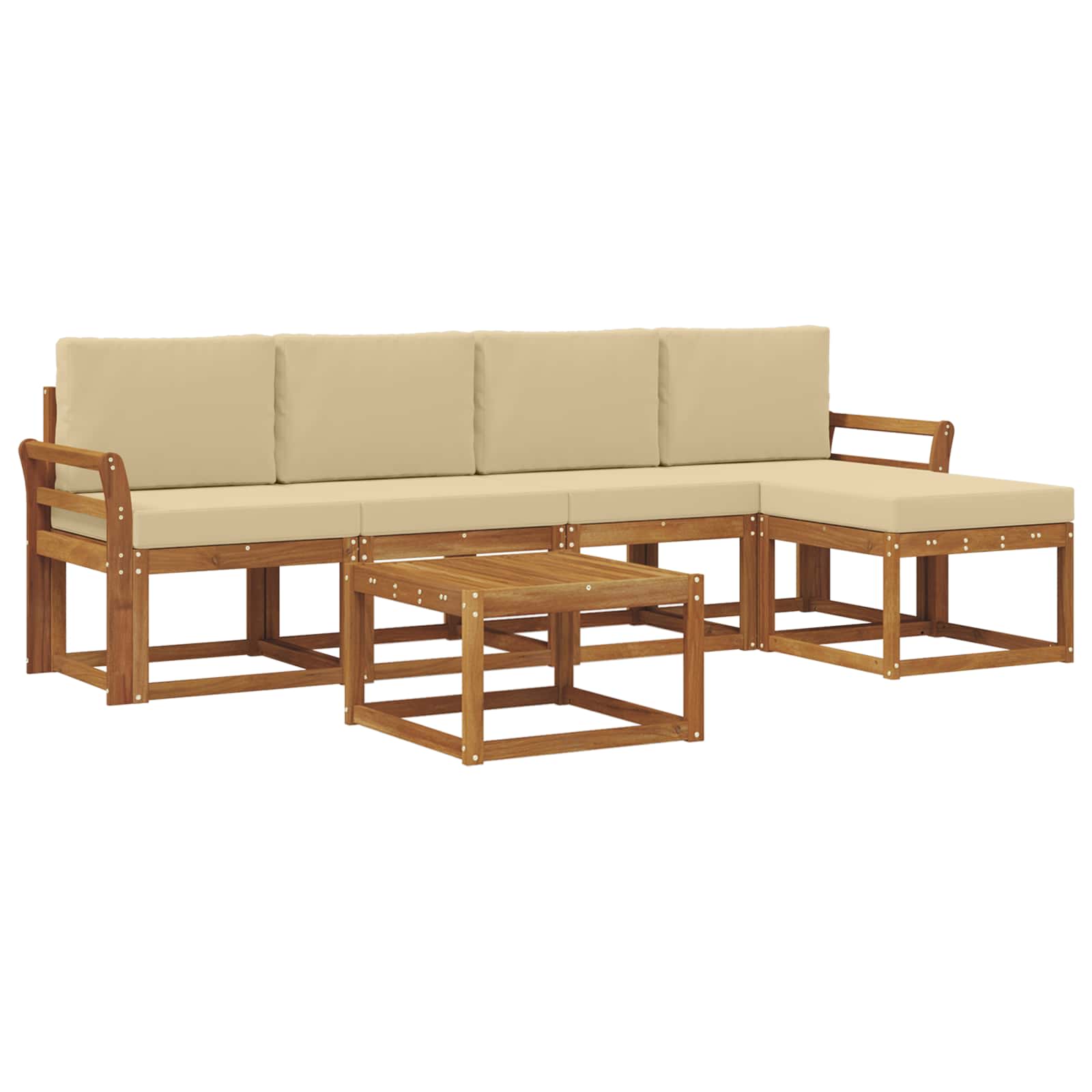 Outdoor-Sofagarnitur mit Kissen 6 pcs Natur und Beige