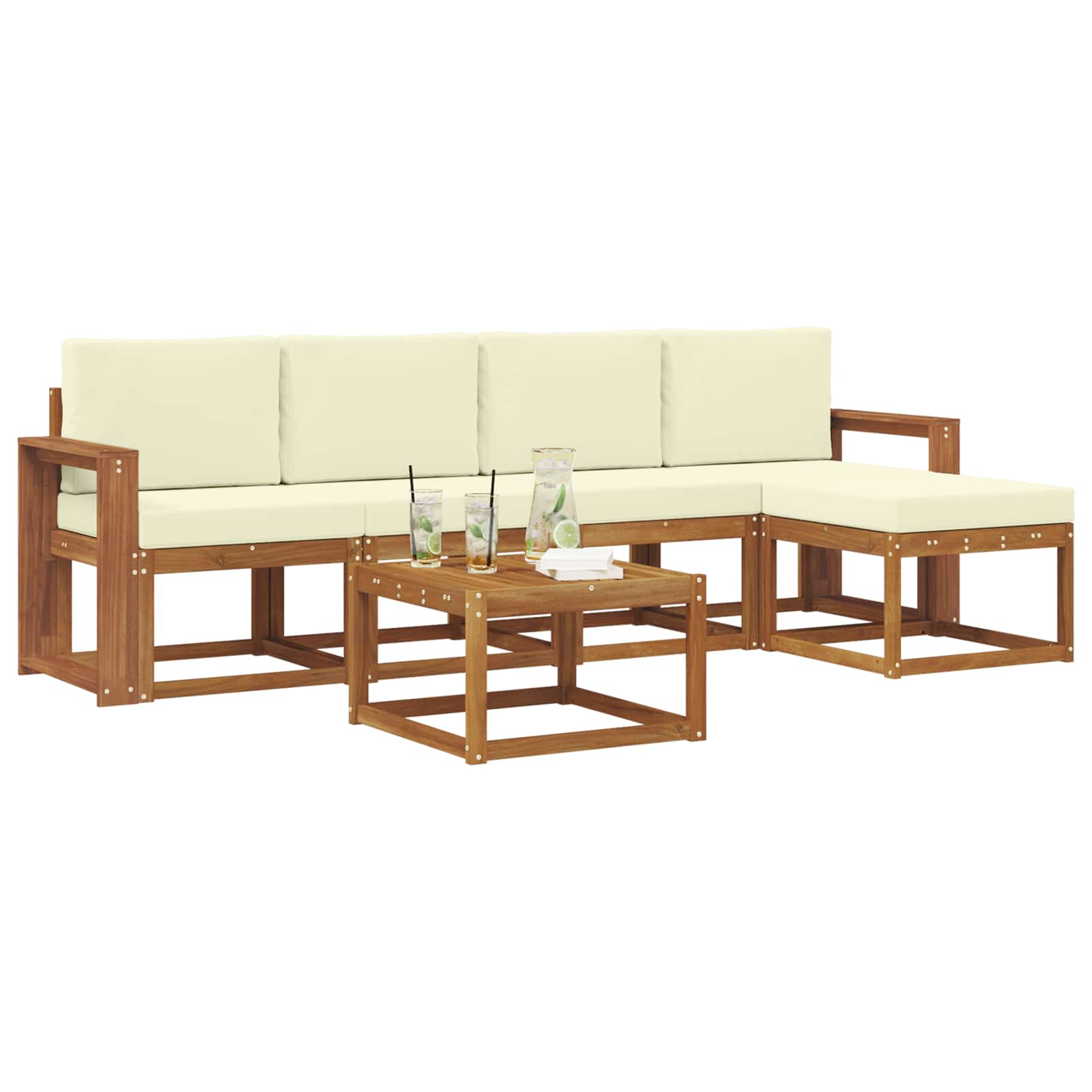 Outdoor-Sofagarnitur 6 stk. Natur und Creme