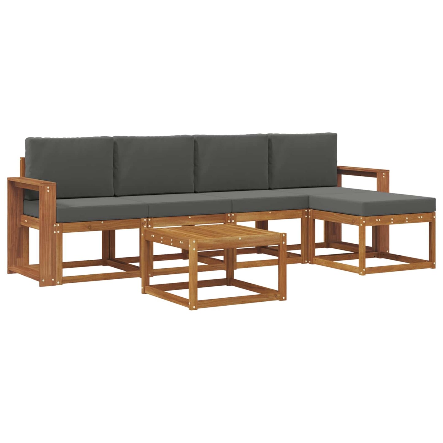 Outdoor-Sofagarnitur 6 stk. Natur und Anthrazit