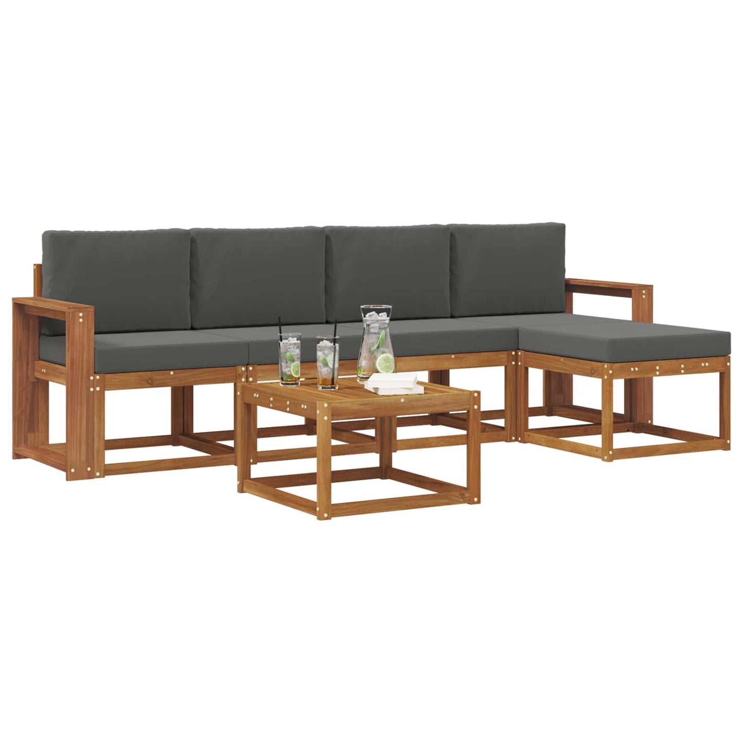 Outdoor-Sofagarnitur 6 stk. Natur und Anthrazit