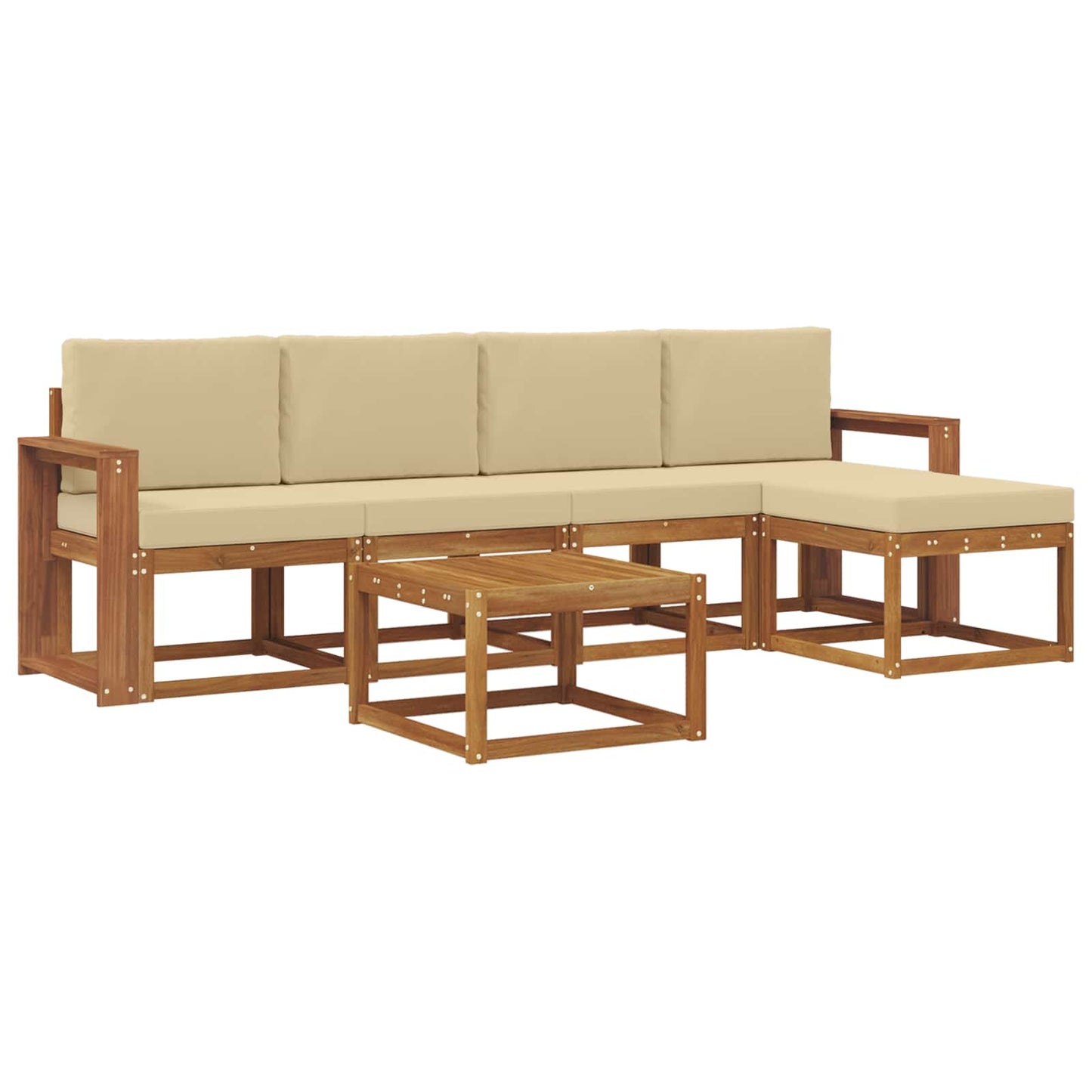 Outdoor-Sofagarnitur mit Kissen 6 pcs Natur und Beige