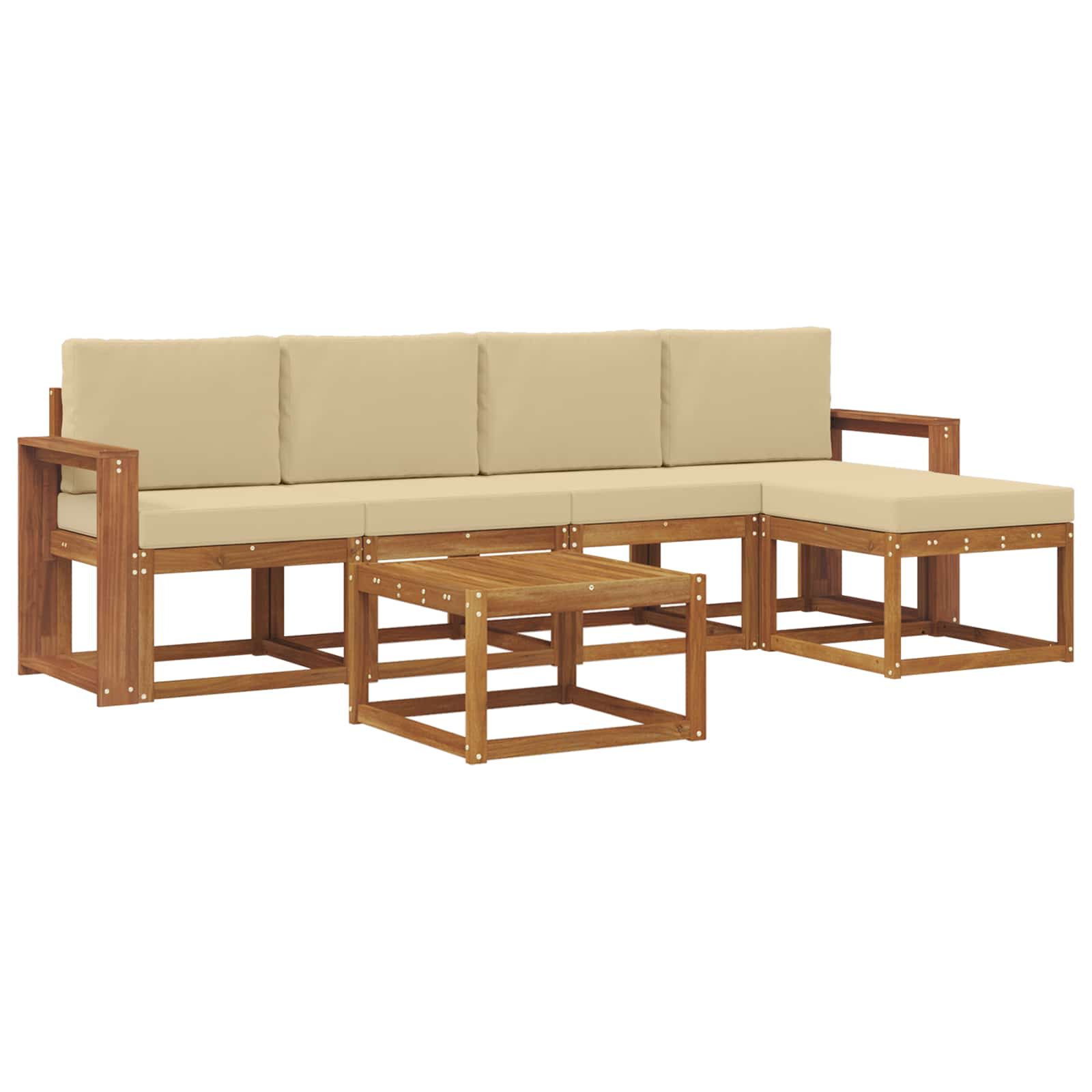 Outdoor-Sofagarnitur mit Kissen 6 pcs Natur und Beige