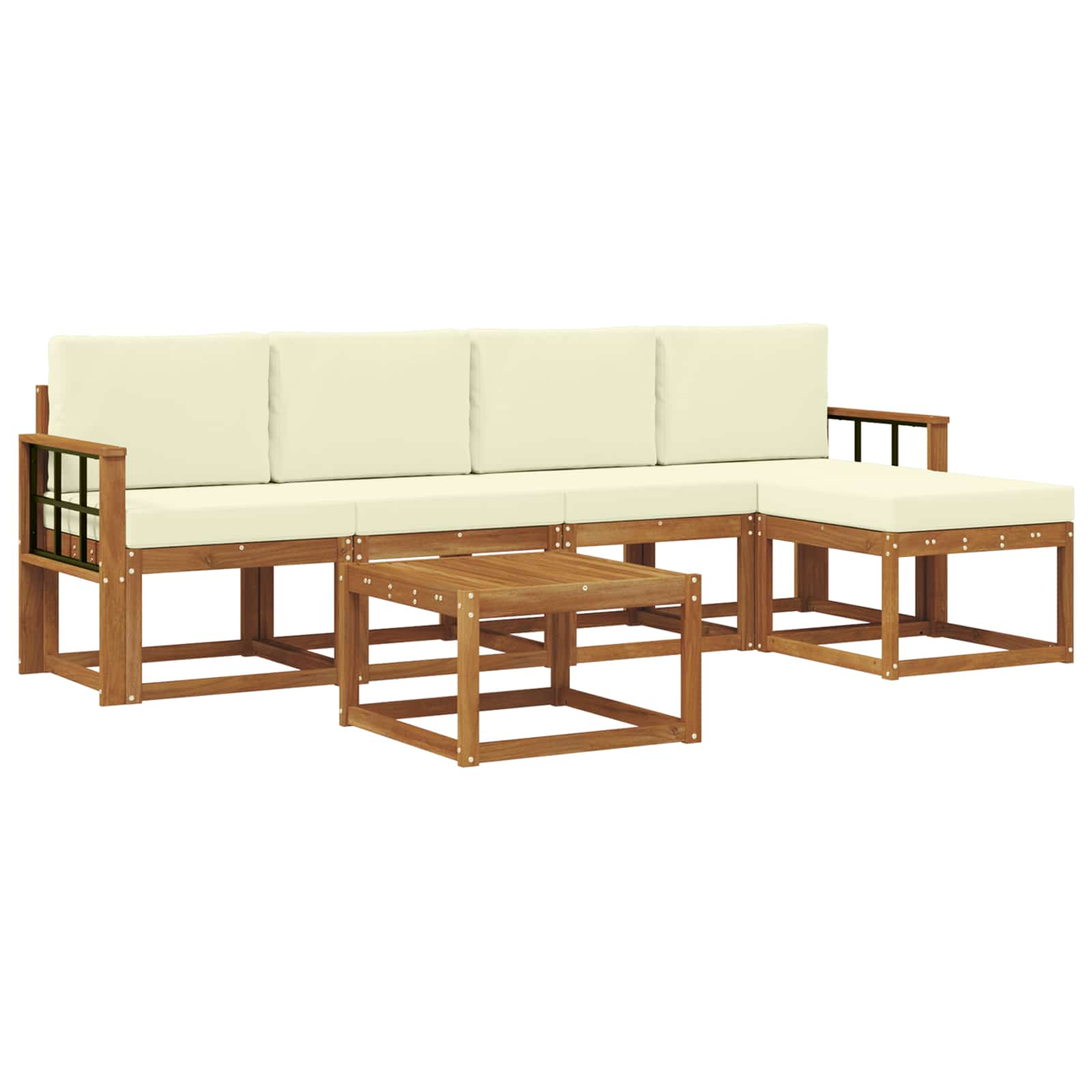 Outdoor-Sofagarnitur 6 stk. Natur und Creme