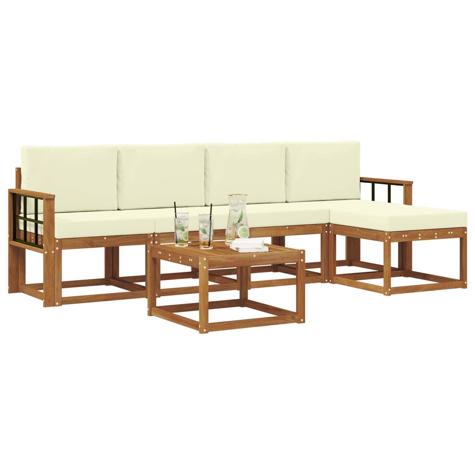 Outdoor-Sofagarnitur 6 stk. Natur und Creme