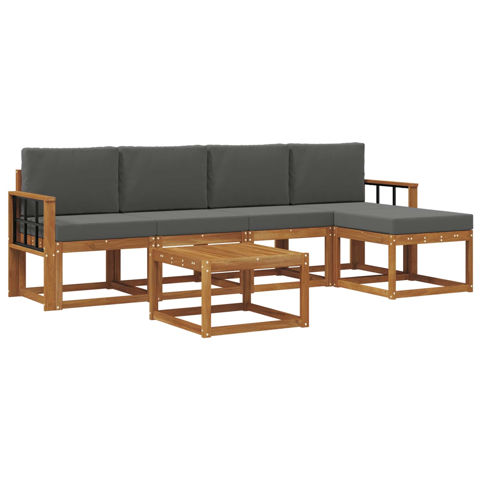 Outdoor-Sofagarnitur 6 stk. Natur und Anthrazit