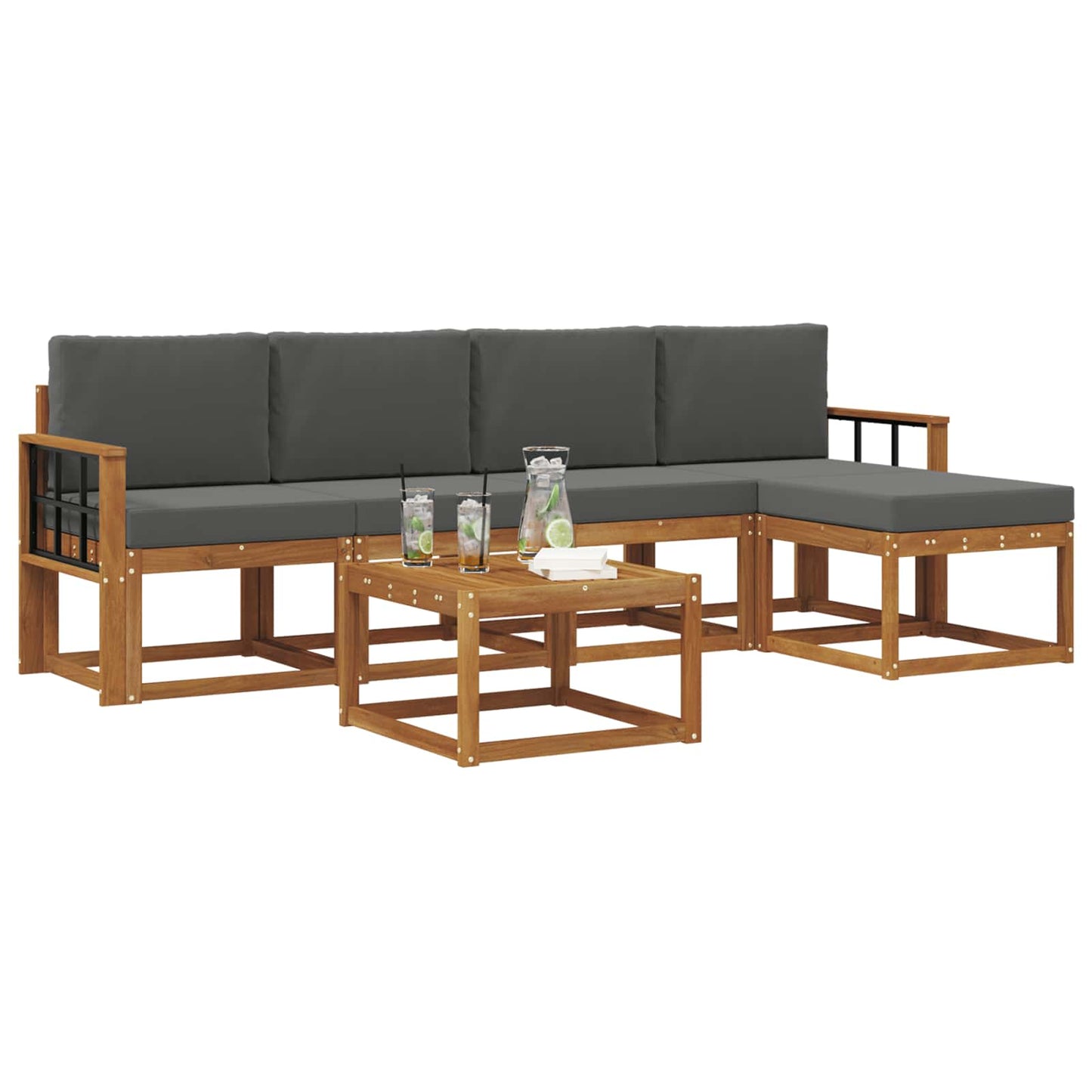 Outdoor-Sofagarnitur 6 stk. Natur und Anthrazit