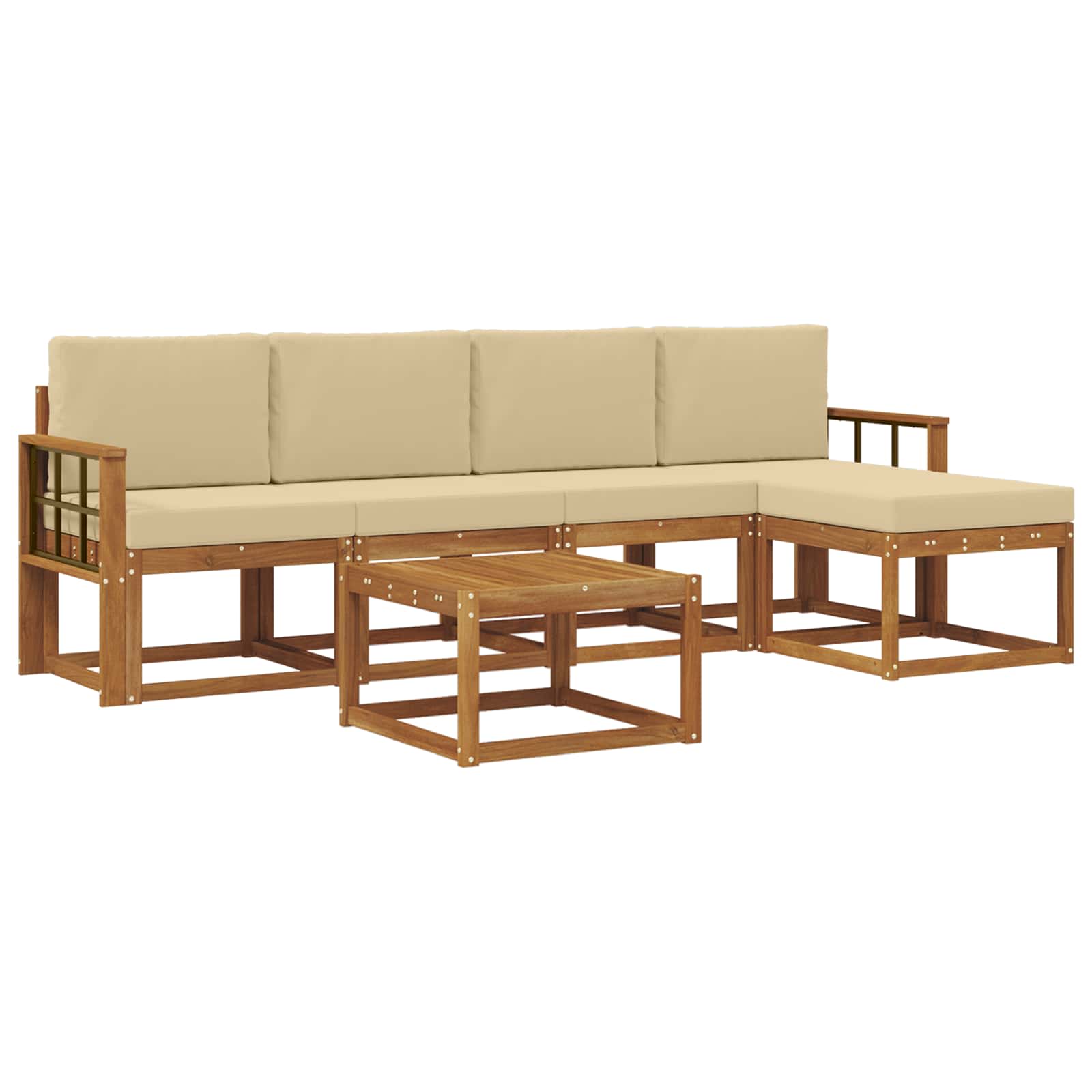 Outdoor-Sofagarnitur mit Kissen 6 pcs Natur und Beige
